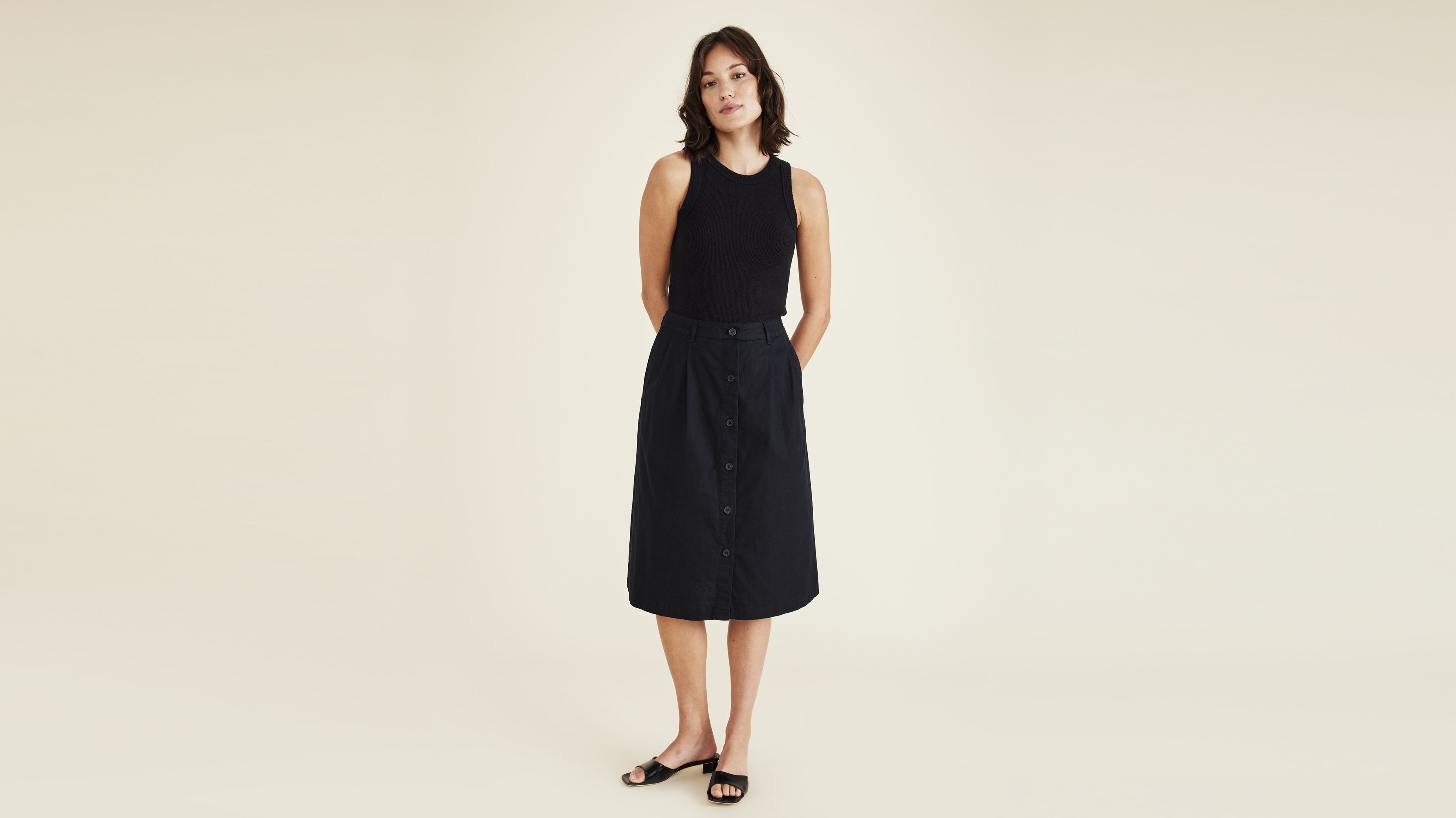 Women's A-Line Midi Skirt A42730003 - Flowy Casual Skirt for Spring & Summer | Perfect for Office, Date Night & Weekend Outfits