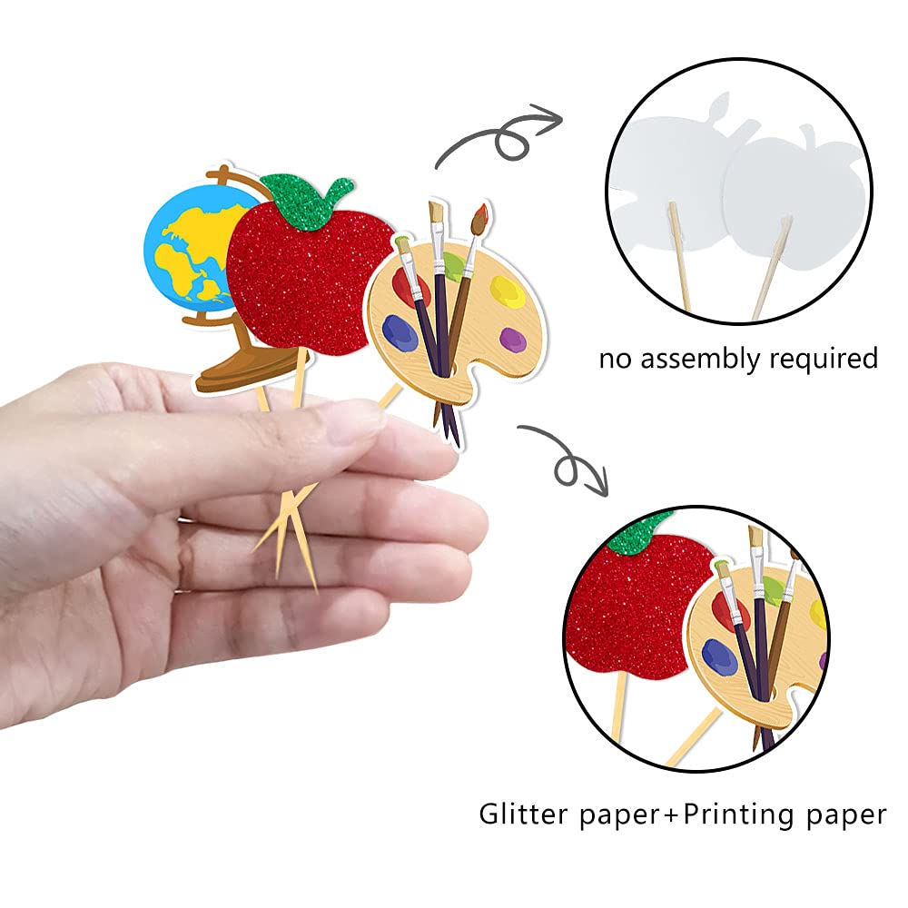 36 Pcs Welcome Back to School Cupcake Toppers - First Day of School Party Supplies, Classroom Decorations for School Activities & Celebrations - Perfect for Teacher Appreciation, Classroom Parties & Student Rewards