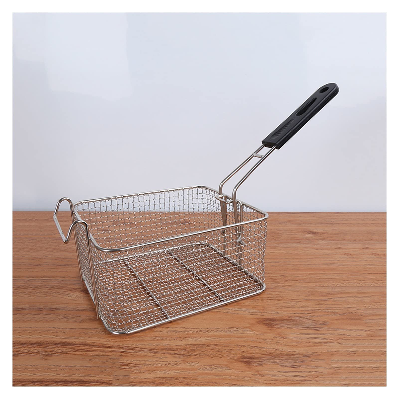 Stainless Steel French Fry Basket with Anti-Scalding Handle - Commercial Square Oil Filter Frying Basket for Electric Fryers - Durable Kitchen Cooking Tool for Restaurants, Fast Food Shops & Home Use