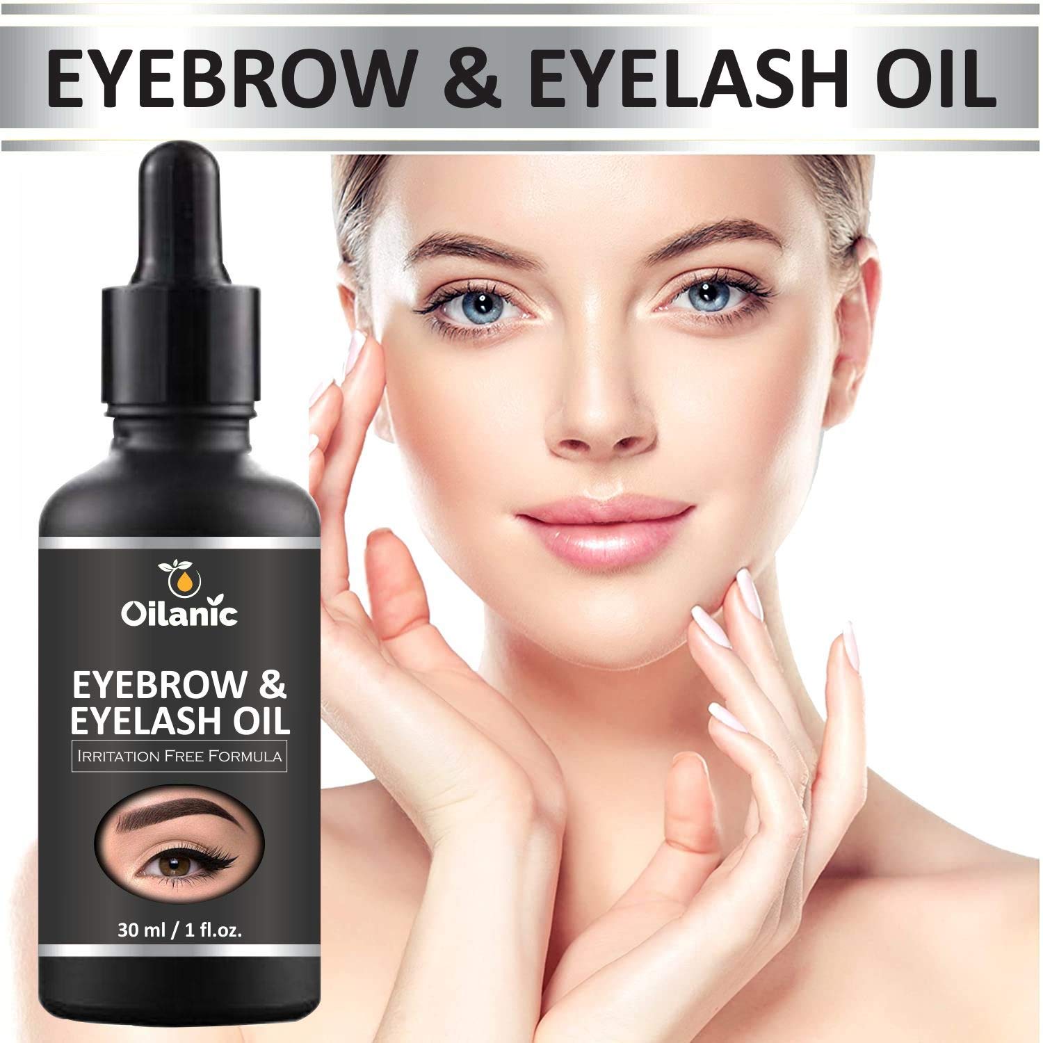Oilanic 100% Pure Organic Eyebrow & Eyelash Growth Oil - 30ml | Natural Lash & Brow Enhancer for Thicker, Fuller Hair | Perfect for Nighttime Treatment & Daily Conditioning