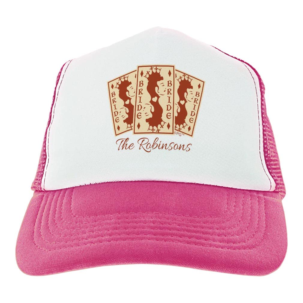Custom Bride Queen Groom King Playing Card Trucker Hat - Personalized Couple Wedding Gift for Bridal Shower, Bachelorette Party & Anniversary Celebrations