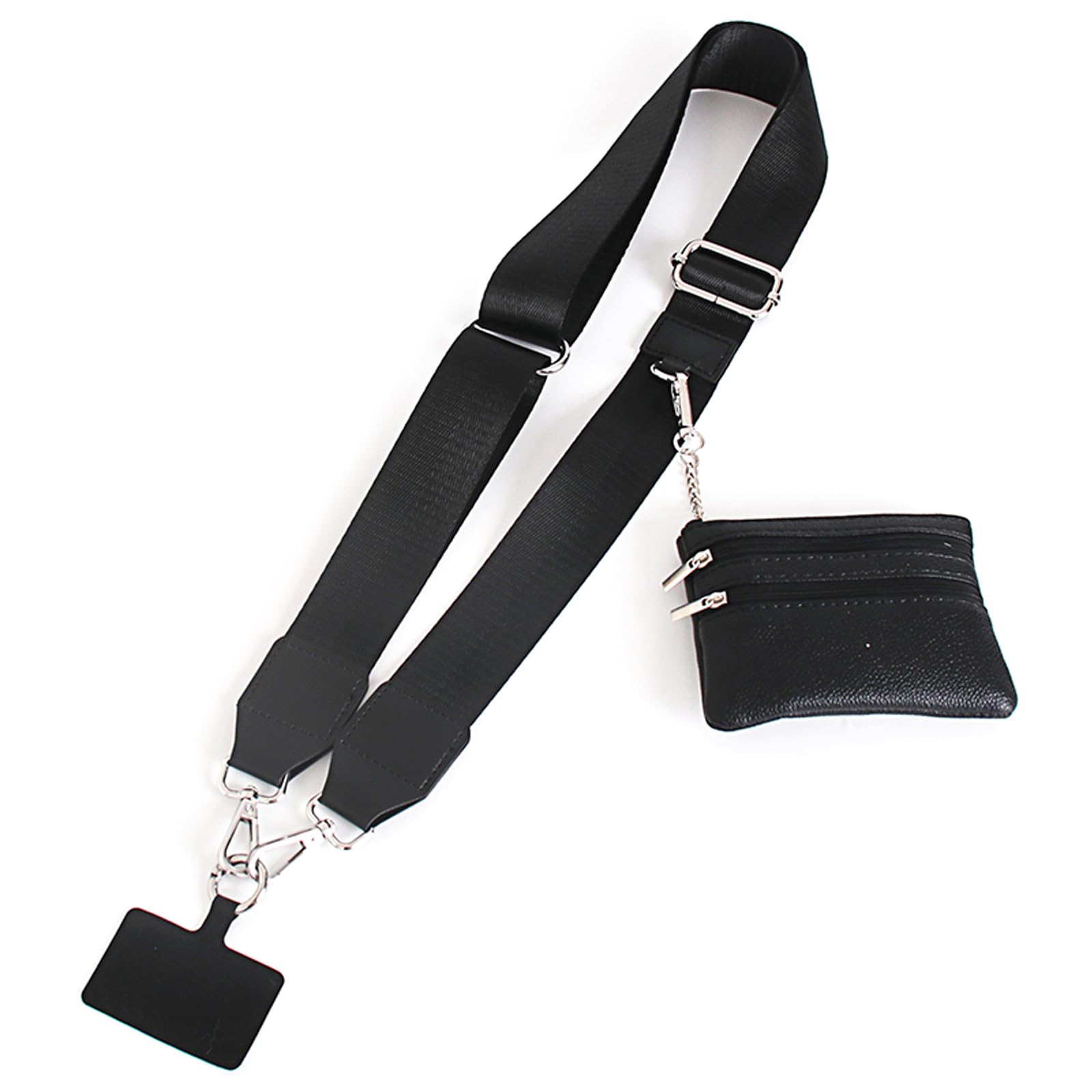 2025 New Adjustable Clip and Go Phone Strap with Zippered Pouch & Crossbody Wallet - Hands-Free Phone Holder for iPhone Samsung - Perfect for Shopping, Travel, and Everyday Use (1P-A)