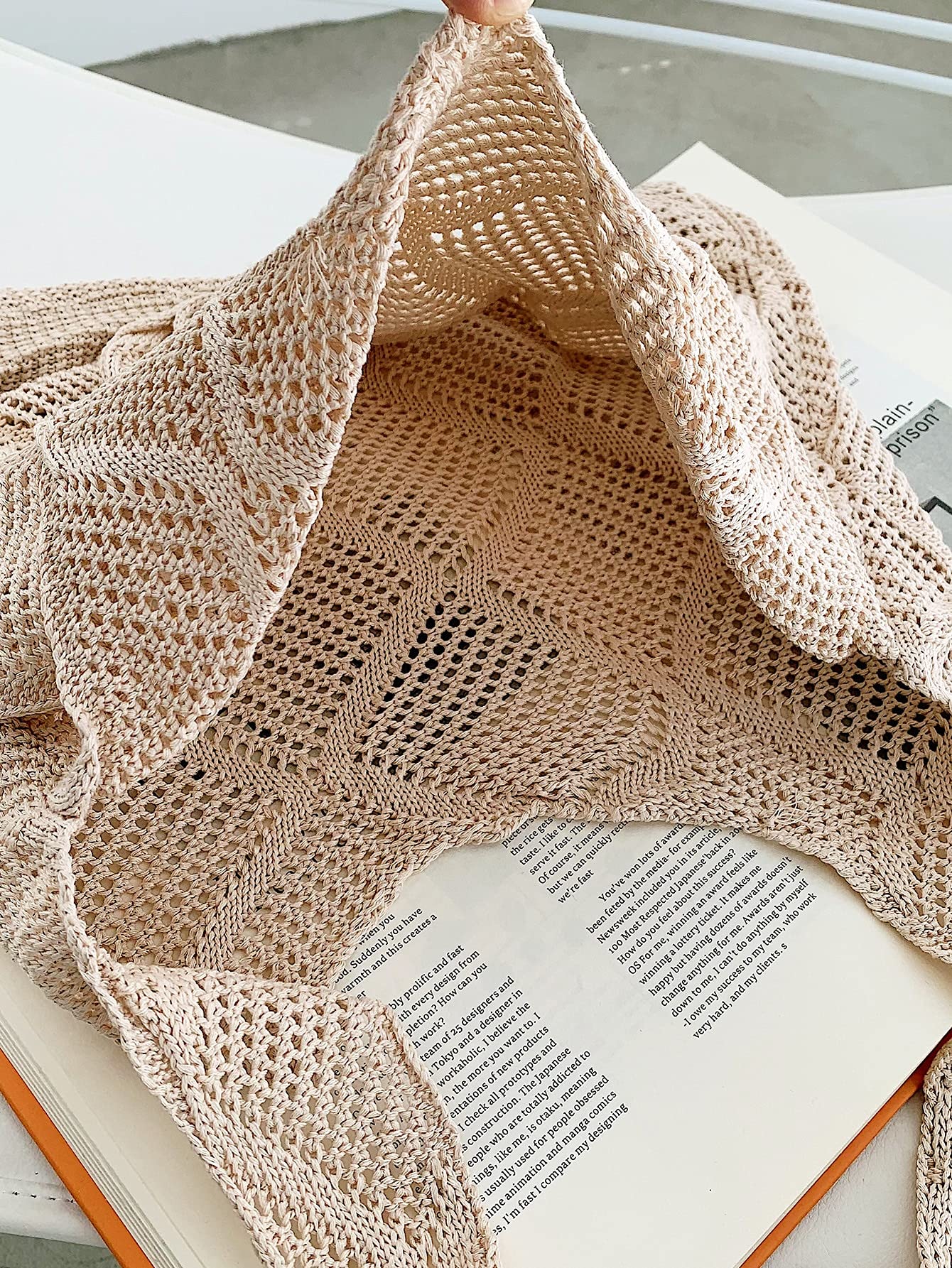 Verdusa Women's Knit Tote Bag - Stylish Shoulder Handbag for Summer, Beach, Shopping & Travel | Lightweight & Spacious Cotton Knit Purse for Women's Daily Use