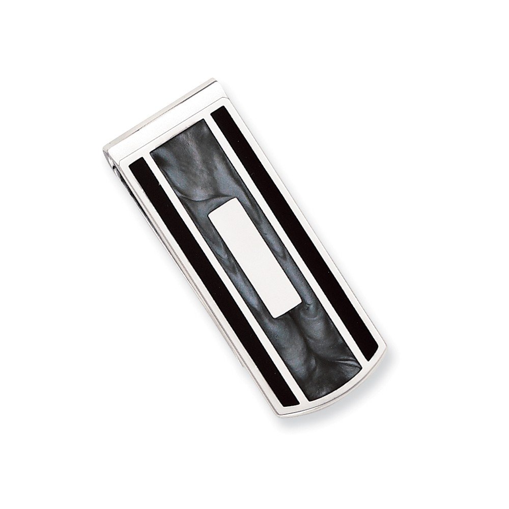 Stylish Rhodium-Plated Kelly Waters Black & Grey Money Clip - Perfect for Gifts, Weddings, and Everyday Luxury
