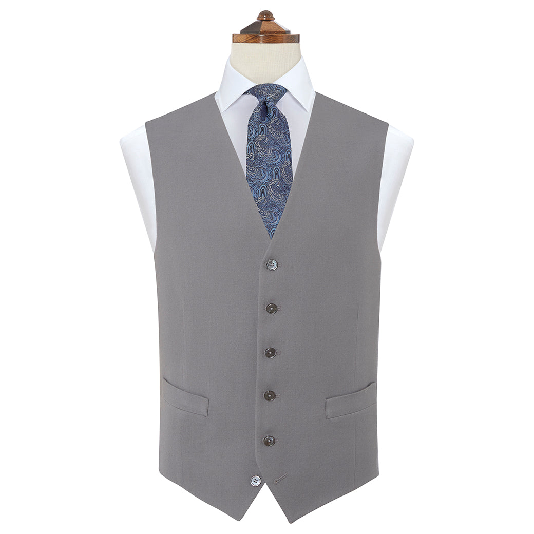 Hyde Grey Wool Waistcoat for Men - Classic Slim Fit Vest for Business, Wedding & Formal Occasions