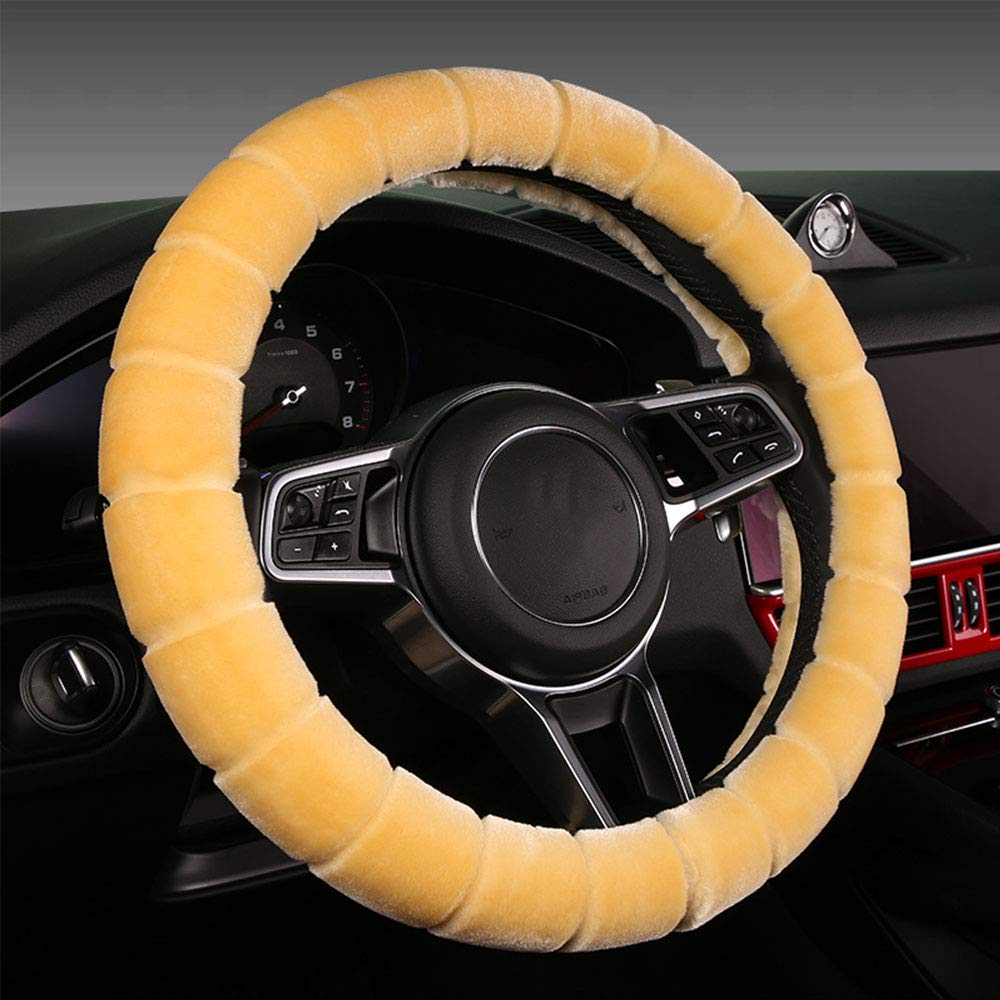 Fluffy Winter Warm Steering Wheel Cover - Universal 15 Inch (38cm) Anti-Slip Protection Pad for Men & Women | Cozy Driving Comfort in Cold Weather