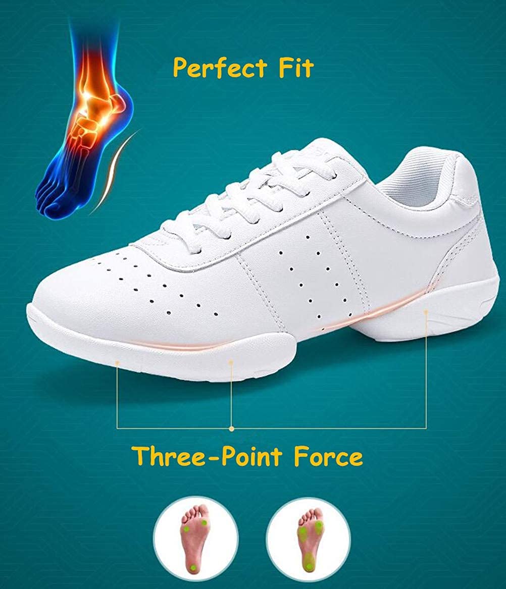 JITUUE Women's Cheerleading Dance Shoes - Lightweight Gym Sneakers for Training, Sports & Dance | Non-Slip Lace-Up Athletic Shoes for Girls | Perfect for Cheerleading, Dance Practice & Gym Workouts
