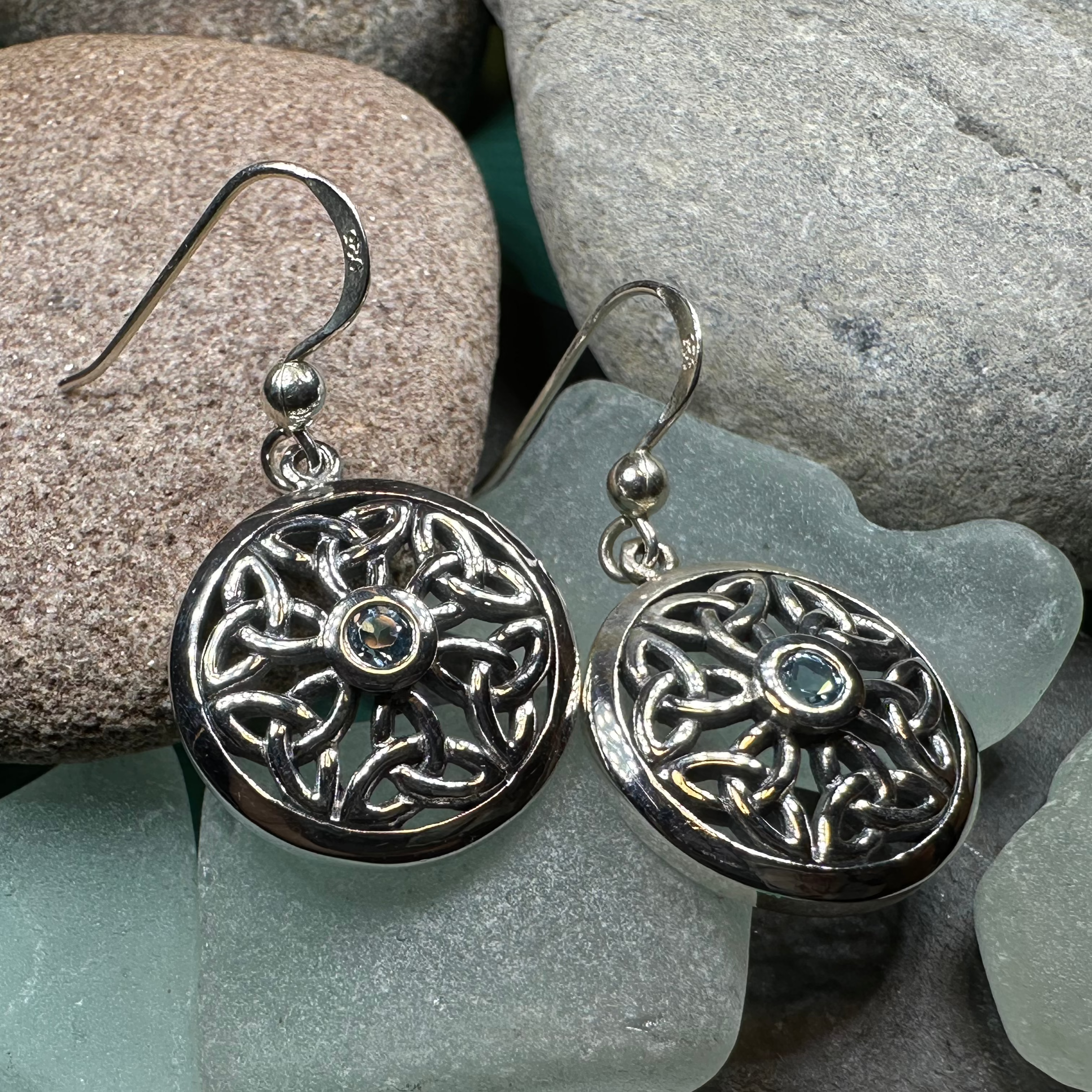 Blue Sky Trinity Knot Earrings - Sterling Silver Celtic Jewelry for Women | Perfect for Weddings, Gifts & Everyday Wear