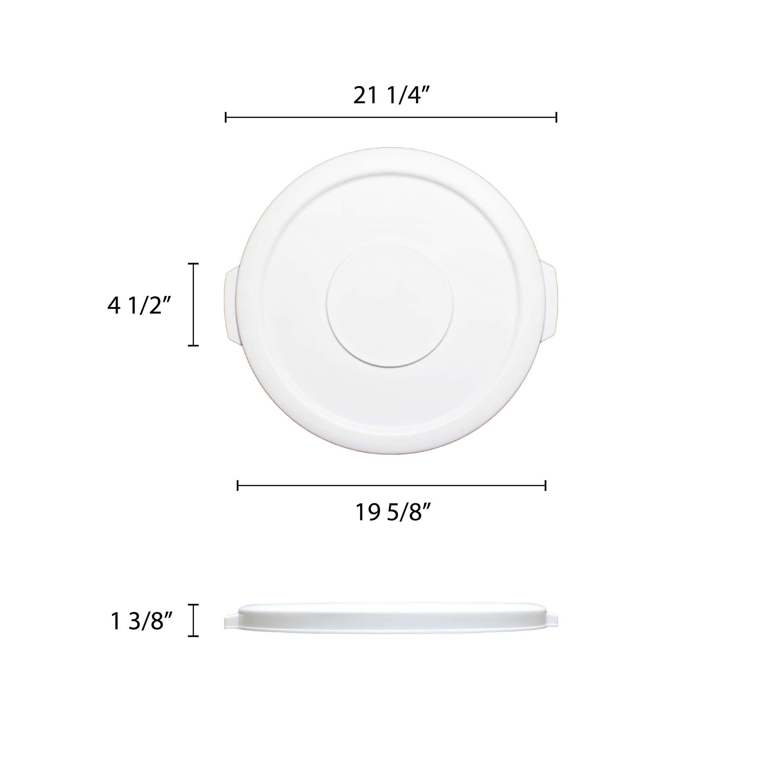 Thunder Group 20 Gallon Trash Can Lid - White - Durable & Secure Fit - Perfect for Kitchen, Office, or Outdoor Use