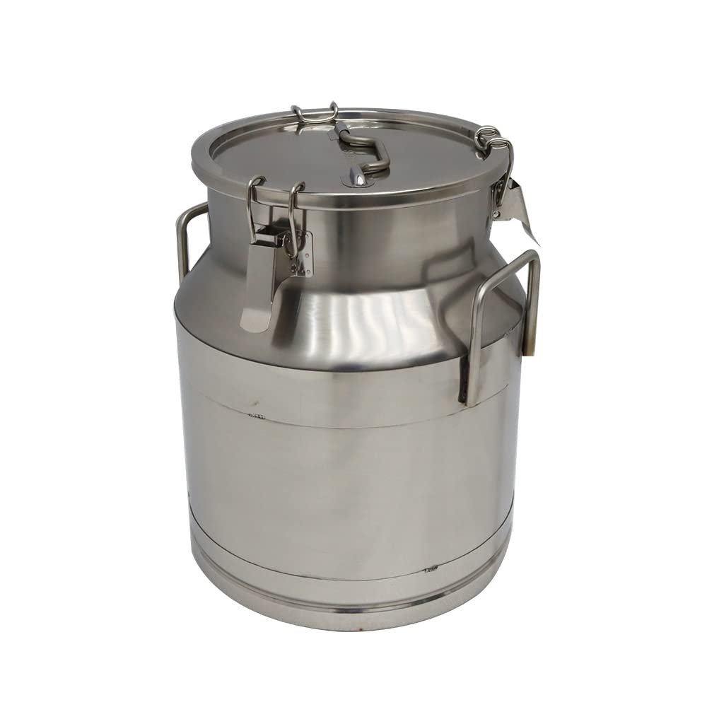 Premium 304 Stainless Steel Milk Can with Silicone Sealed Lid - 5.3 Gallon (20L) - Ideal for Storing Milk, Honey, Juice & Cooking Oil - Perfect for Home, Restaurant & Commercial Kitchen Use