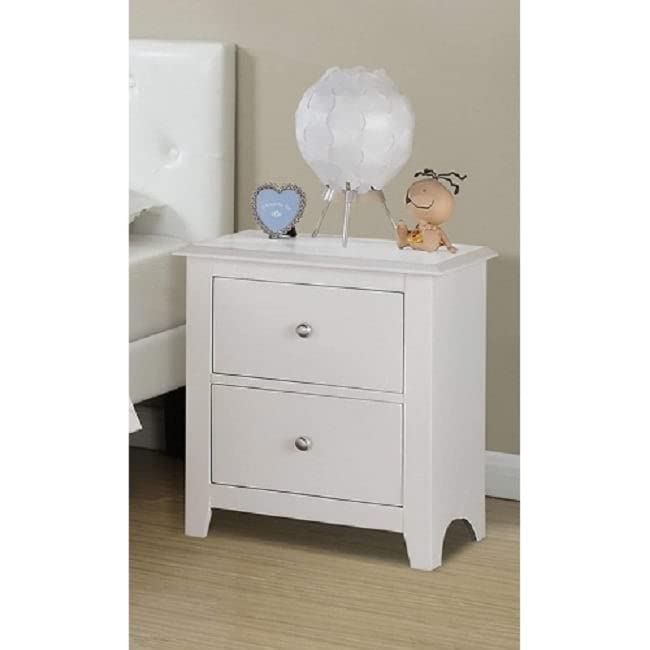 Modern White Nightstand with 2 Drawers - MDF Wood Bedside Table for Bedroom Storage | Perfect for Small Spaces, Apartments & Guest Rooms
