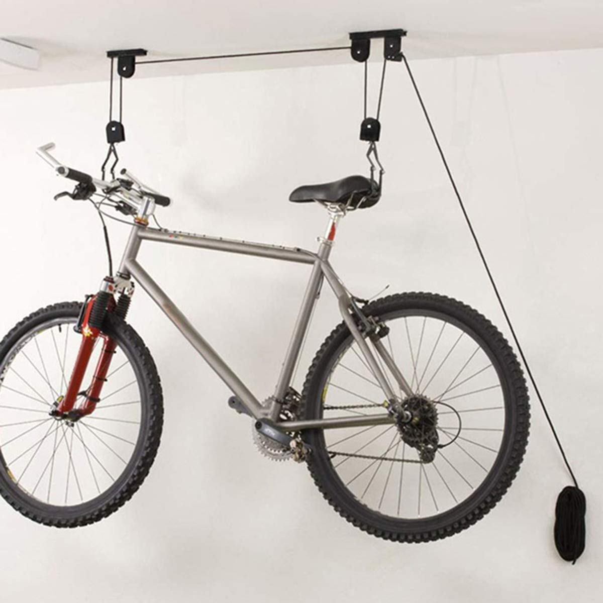 **DEALPEAK Ceiling-Mounted Bike Lift - Heavy Duty Bike Hoist for Garage Storage, Space-Saving Hanging Rack for Indoor Bicycle Organization (Perfect for Home, Garage, or Apartment Storage)**