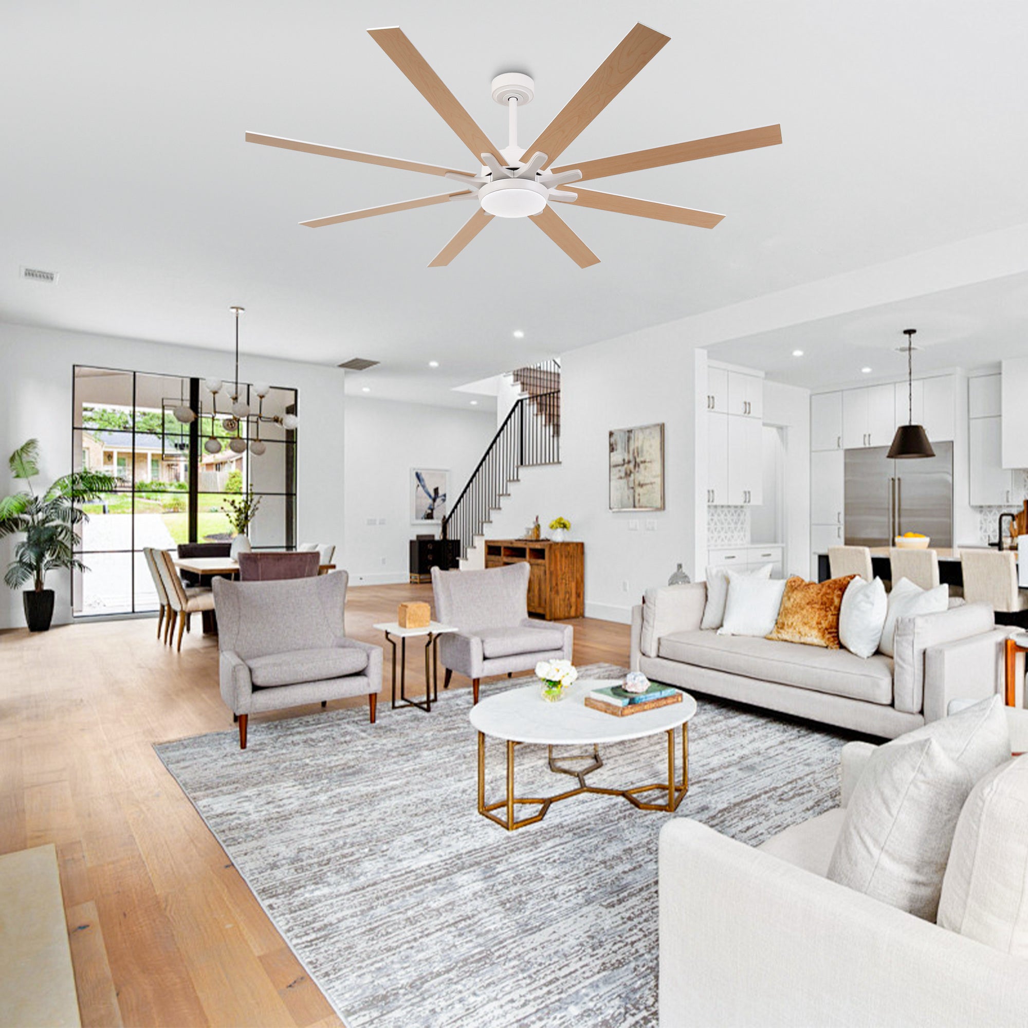 65 Inch Teresa Modern Double Sided Blades Ceiling Fan with Remote Control & LED Light - Perfect for Living Room, Bedroom and Outdoor Patio Cooling