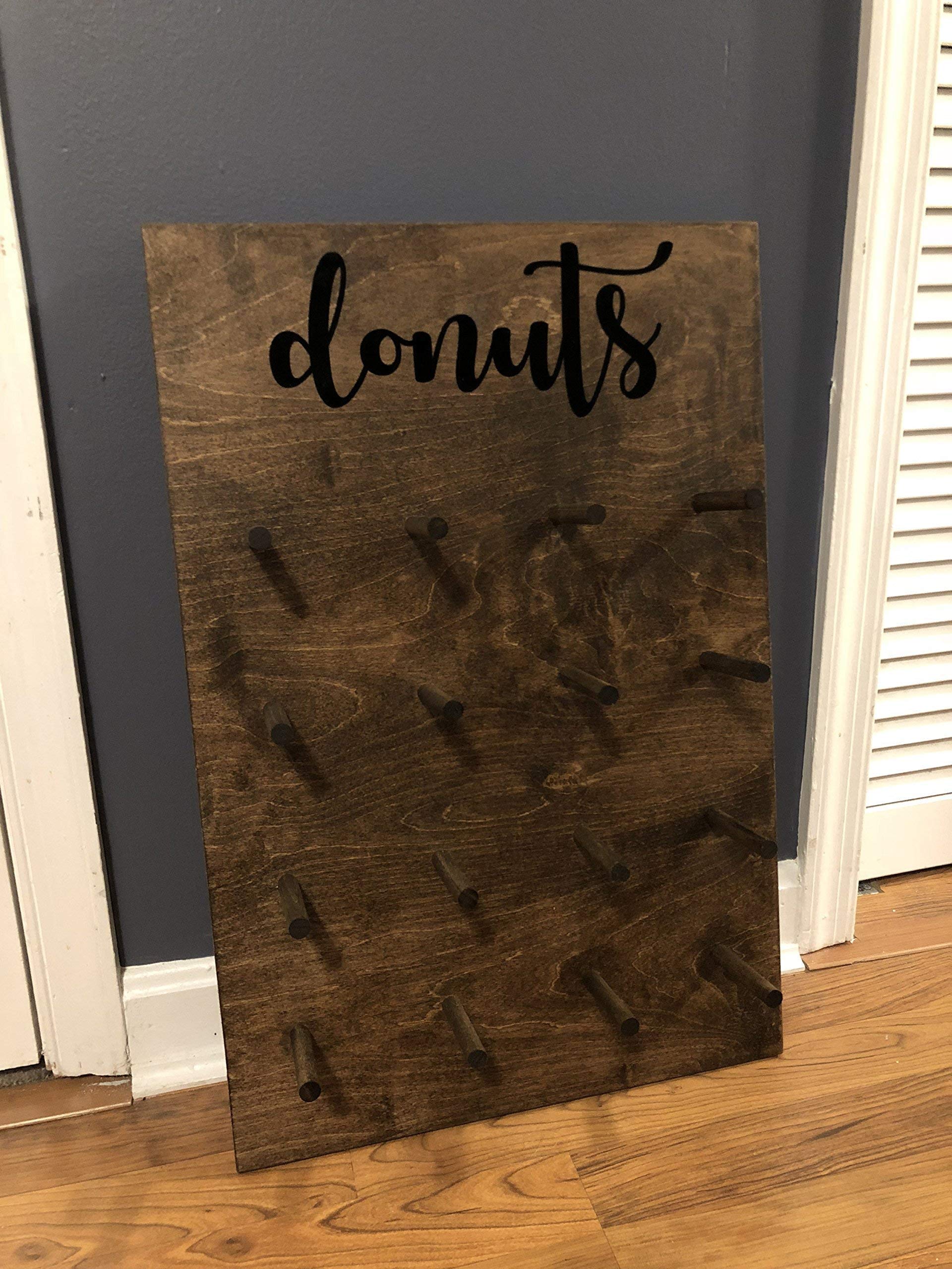 Wedding Donut Wall Stand - Rustic Wooden Donut Holder & Display Rack for Wedding Dessert Bar, Birthday Party, Baby Shower Decor