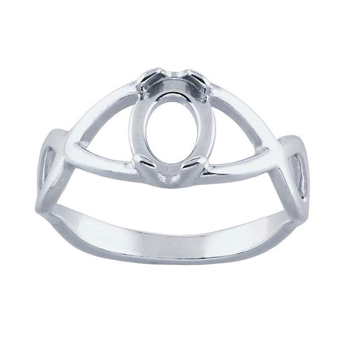 14K Sterling Silver Oval Cabochon Ring Mounting - 10x8mm & 14x10mm Size 7/8 - Perfect for Gemstone Jewelry Making & DIY Engagement Rings