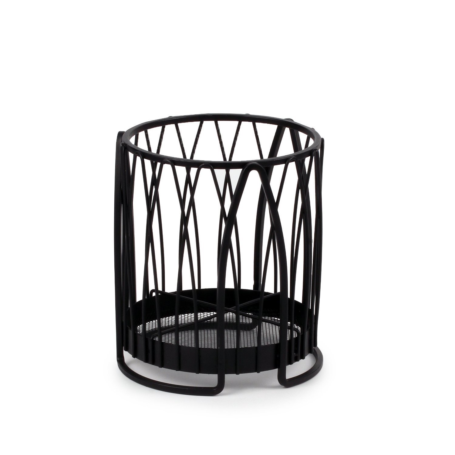 Spectrum Diversified Black Twist Round Utensil Holder - Stylish Kitchen Organizer for Spoons, Forks & Cooking Tools - Perfect for Countertop, Drawer or Pantry Storage