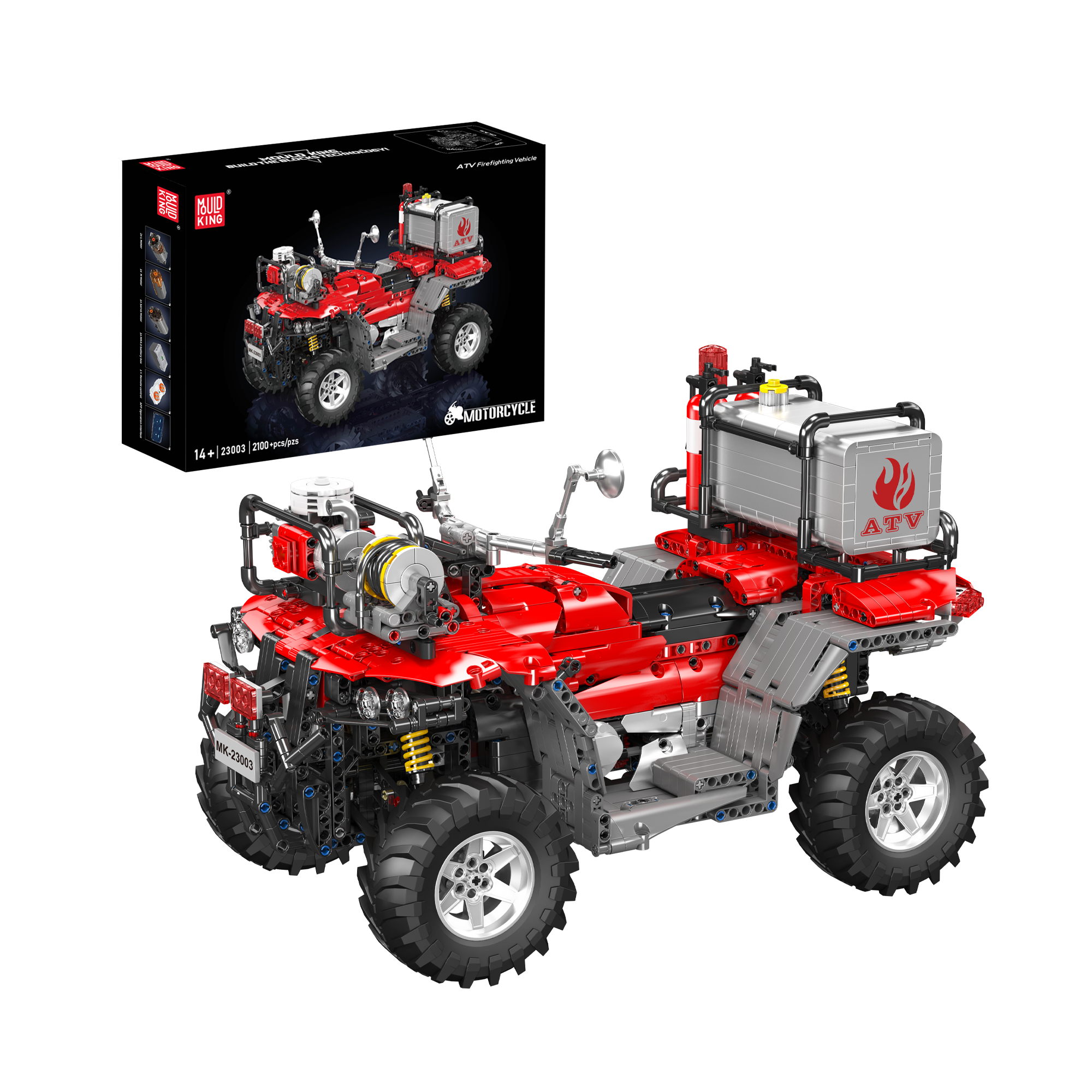 Mould King 23003 ATV Firefighting Rescue Vehicle Building Set - 2,100 Piece Construction Toy for Kids & Adults | STEM Educational Building Blocks for Creative Play & Firefighter Role-Playing Scenes