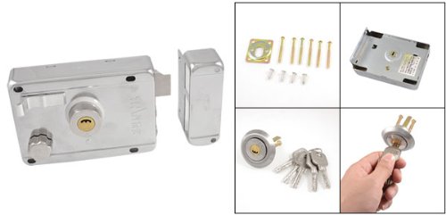 uxcell Silver Tone Home Bathroom Door Latch Deadbolt Key Rim Lock - Secure Privacy for Bedroom, Bathroom & Interior Doors