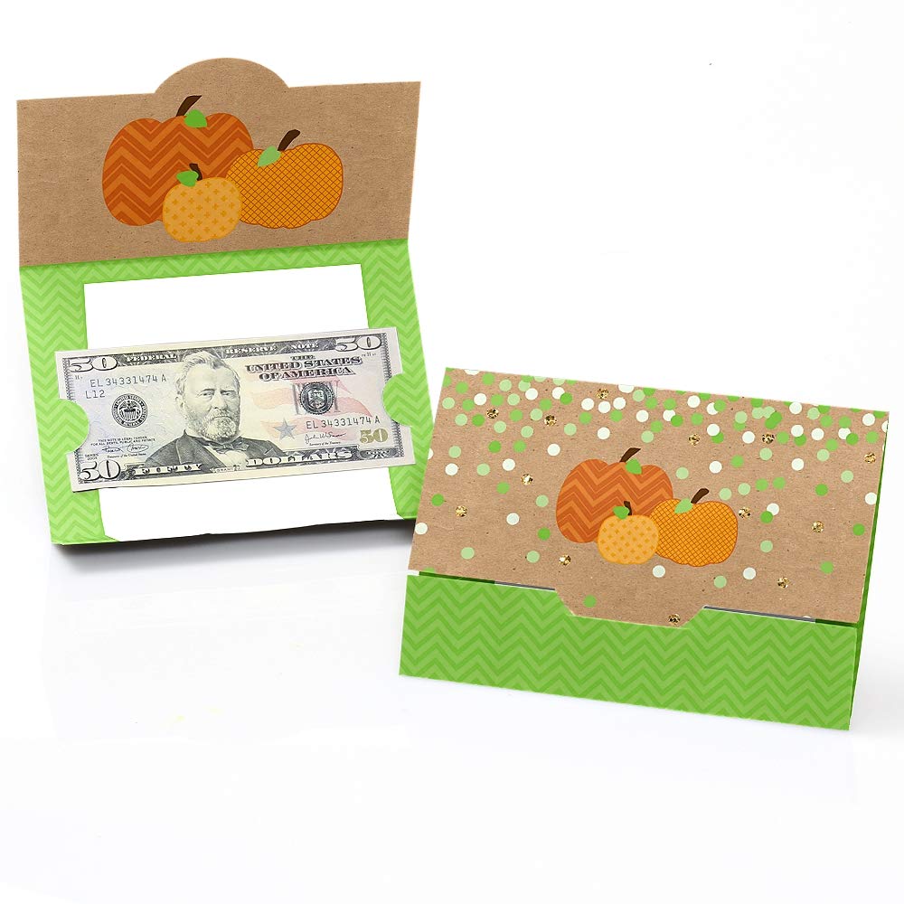 Big Dot of Happiness Pumpkin Patch - 8-Piece Set of Thanksgiving & Halloween Greeting Cards, Money & Gift Card Holders - Perfect for Fall Parties, Autumn Celebrations & Holiday Gifting