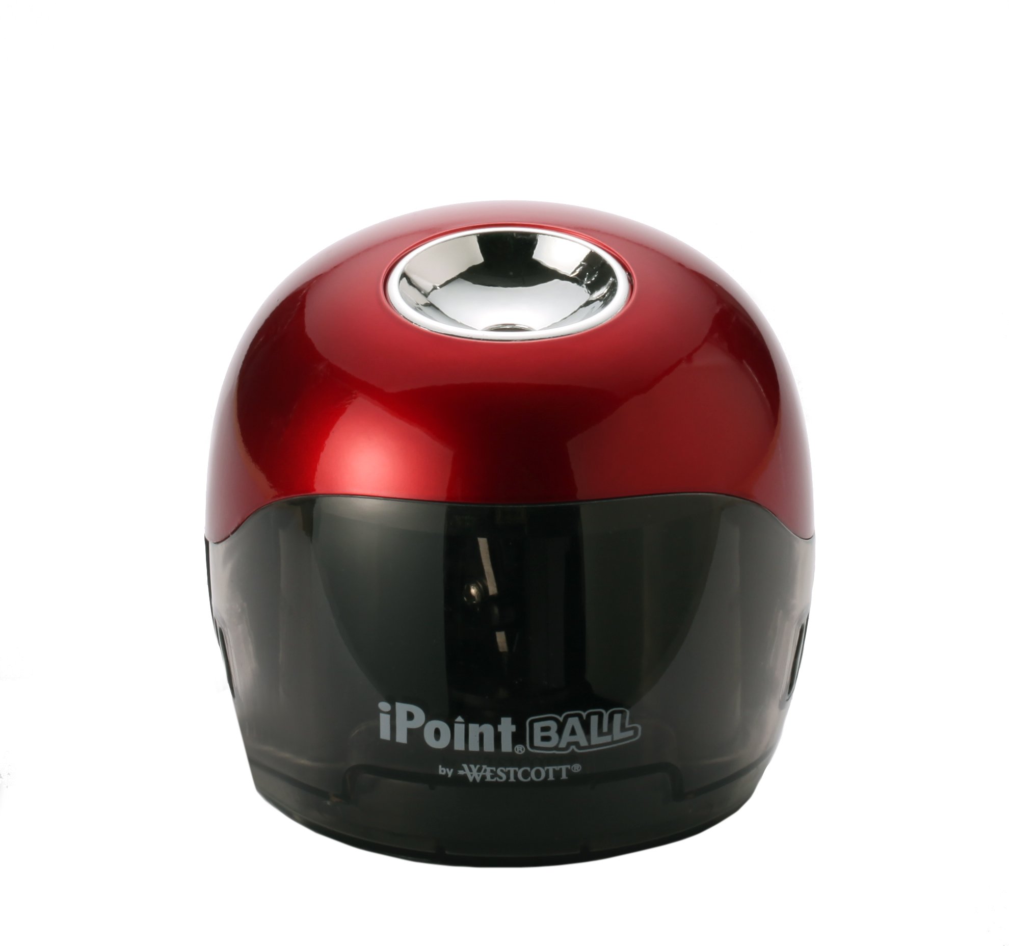 Westcott iPoint Ball Battery Pencil Sharpener - Electric Pencil Sharpener for Home & Office Use, Red/Black (15570) - Perfect for School, Art Projects & Office Supplies