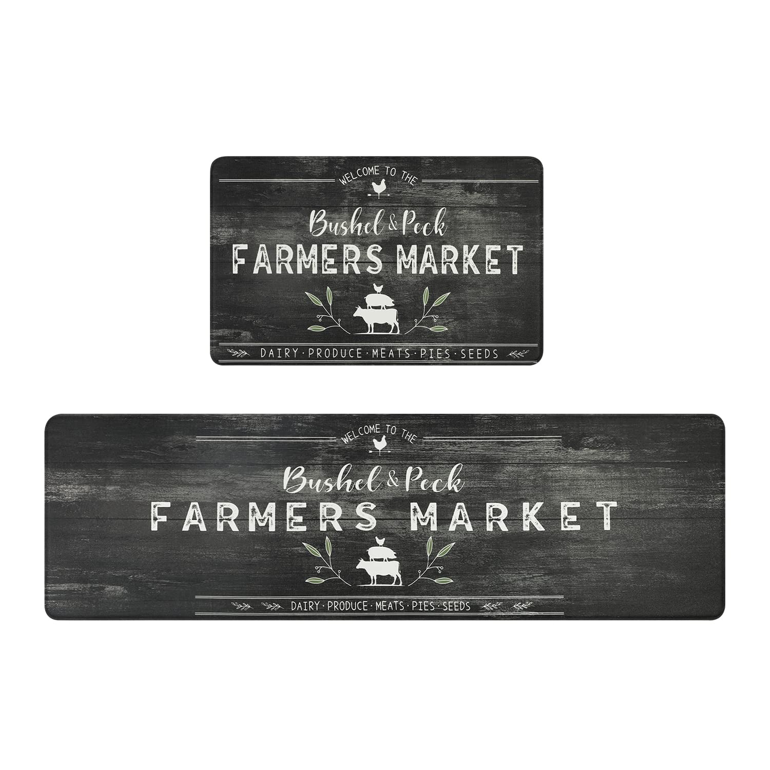 Falflor Anti-Fatigue Kitchen Rug Set - 2-Piece Non-Slip Thick Cushioned Farmhouse Floor Mats, Heavy Duty Waterproof Standing Mats for Kitchen Sink, Office & High-Traffic Areas - Perfect for Cooking, Dishwashing & Long Work Hours