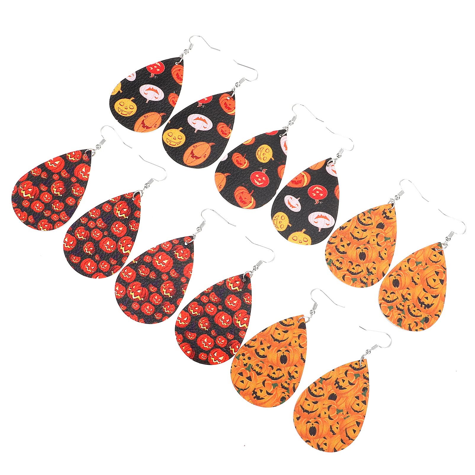 Lurrose 12pcs Halloween Hook Earrings - Leather Drop Dangle Earrings with Pumpkin Lantern Pendant for Women | Perfect for Halloween Costumes, Parties, and Festive Decorations