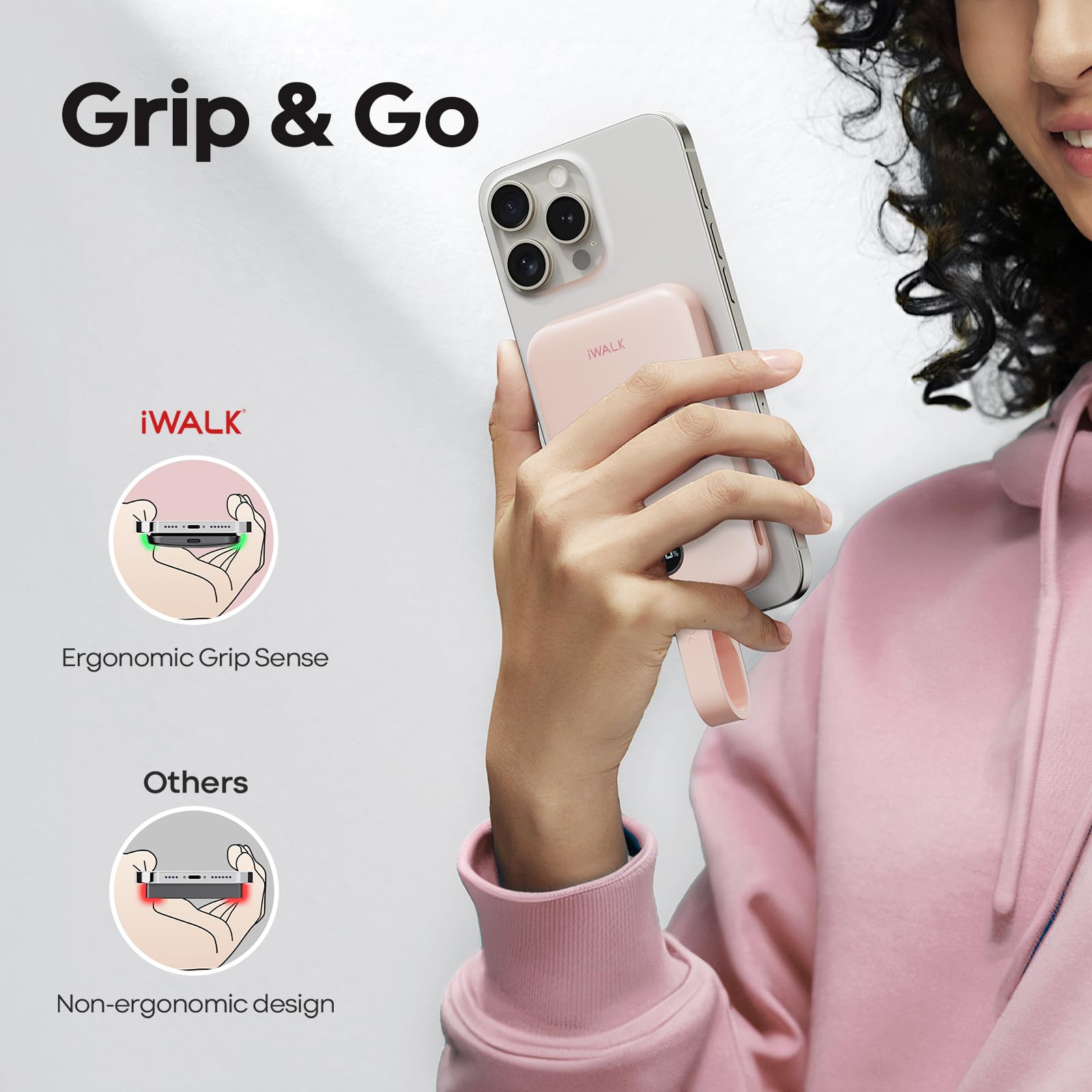iWALK Magnetic Portable Charger 10000mAh - Qi2 Certified 15W Wireless Power Bank with 30W Fast Charging, USB-C Cable & LED Display for iPhone 16/15/14/13/12 Series & Samsung Galaxy S24 - Perfect for Travel, Outdoor Adventures & Daily Commute