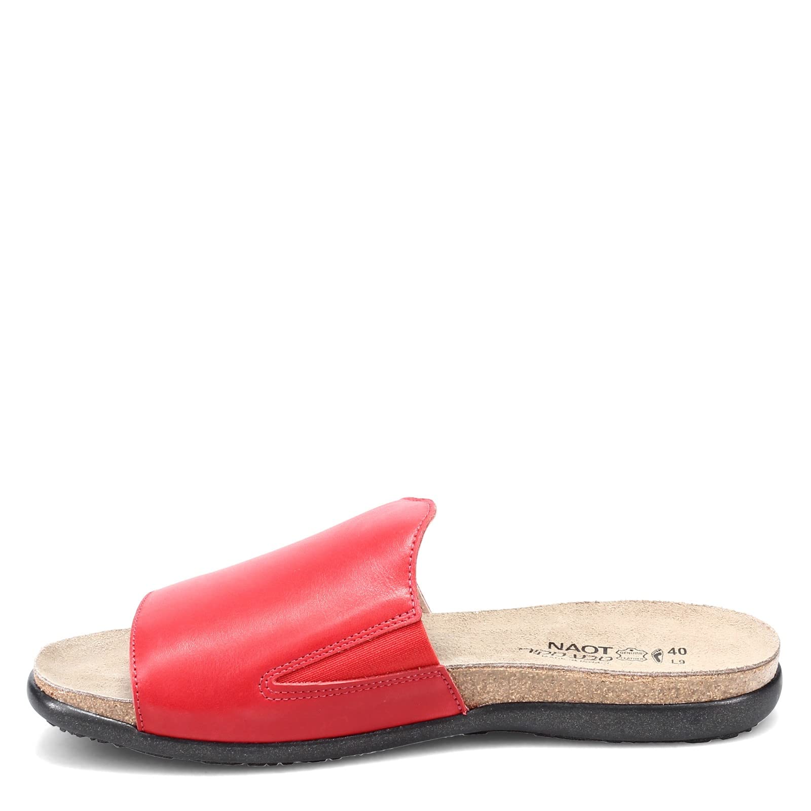 NAOT Women's Skylar Slide Sandals - Red Leather Size 38 | Comfortable House Slippers & Summer Slides for Women | Perfect for Indoor, Outdoor & Beach Wear