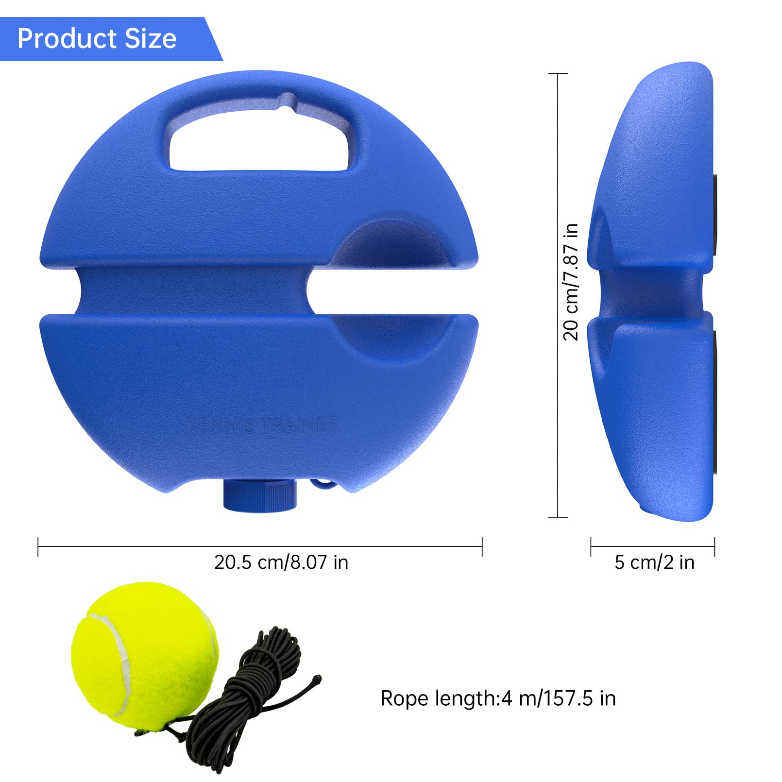 Tennis Trainer Rebound Ball with 3 String Balls - Solo Tennis Practice Equipment | Portable Tennis Training Tool for Beginners | Rebounder Kit for Backyard & Court Drills | Improve Forehand & Backhand Skills