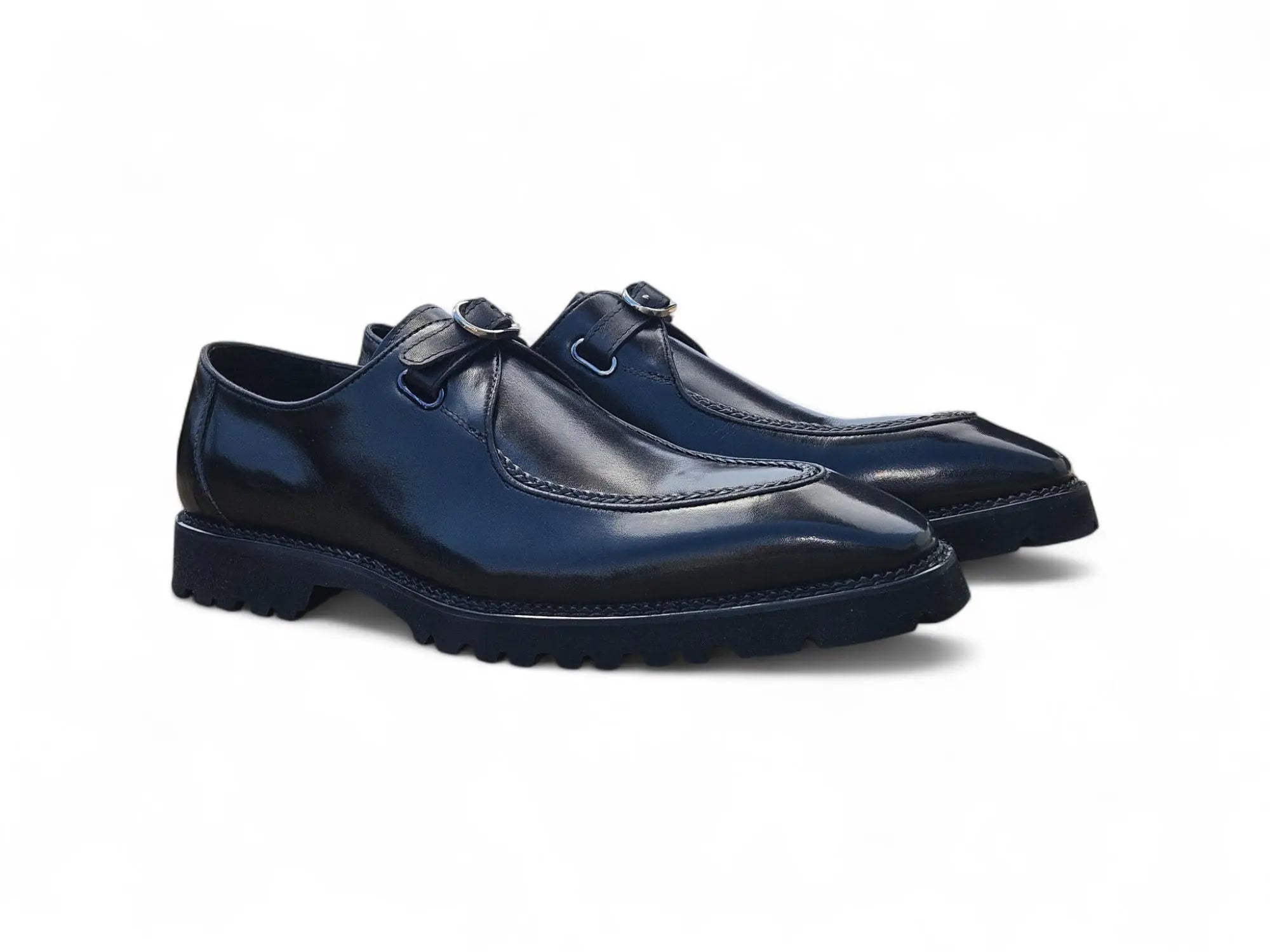 Men's Genuine Leather Moc Toe Single Monk Loafer Dress Shoes - Comfortable Business Casual & Formal Wear for Office, Wedding & Daily Use