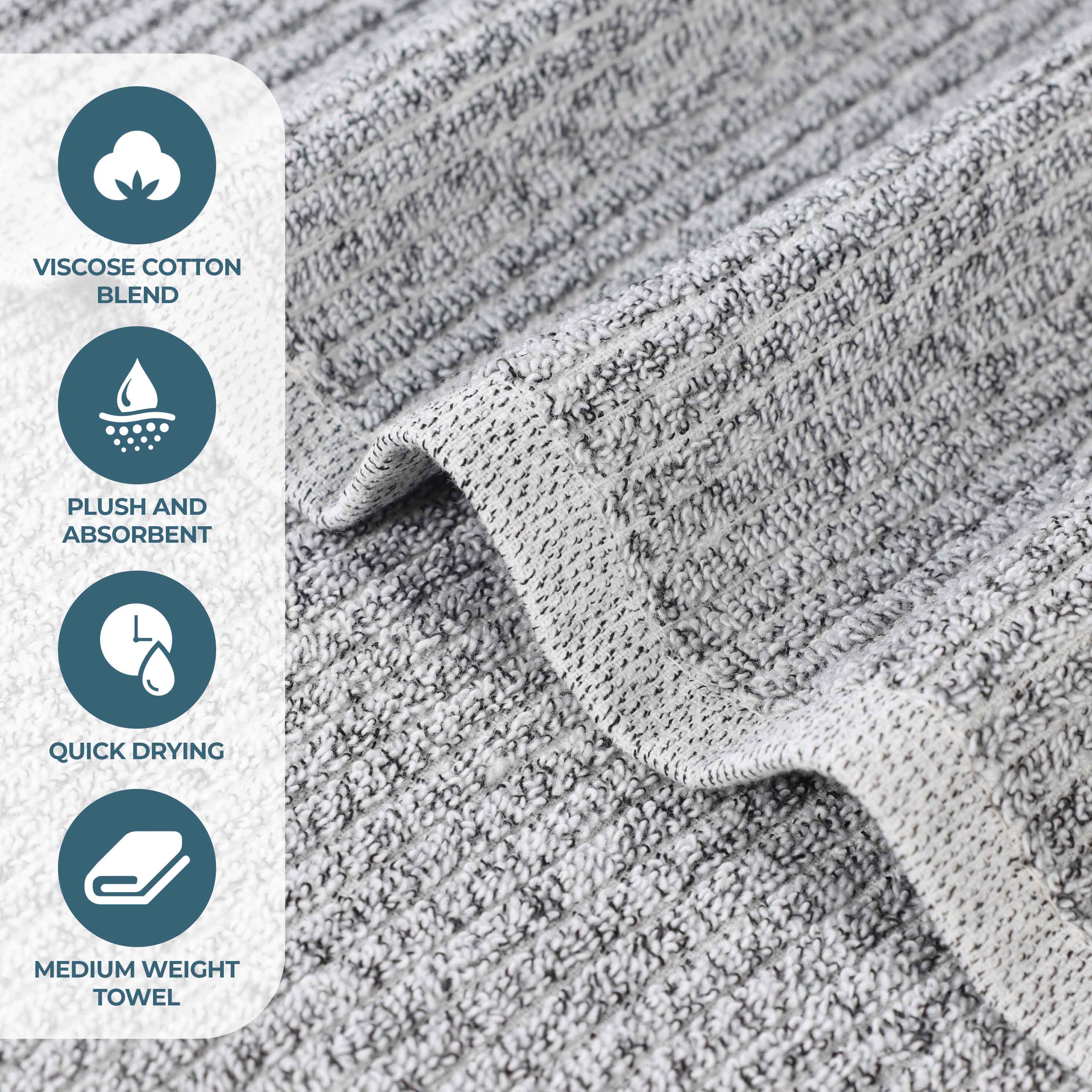 Premium Destin Cotton Blend Bath Towels Set of 2 - Ultra Soft & Absorbent Ribbed Design Bath Sheets for Spa, Gym & Luxury Home Use