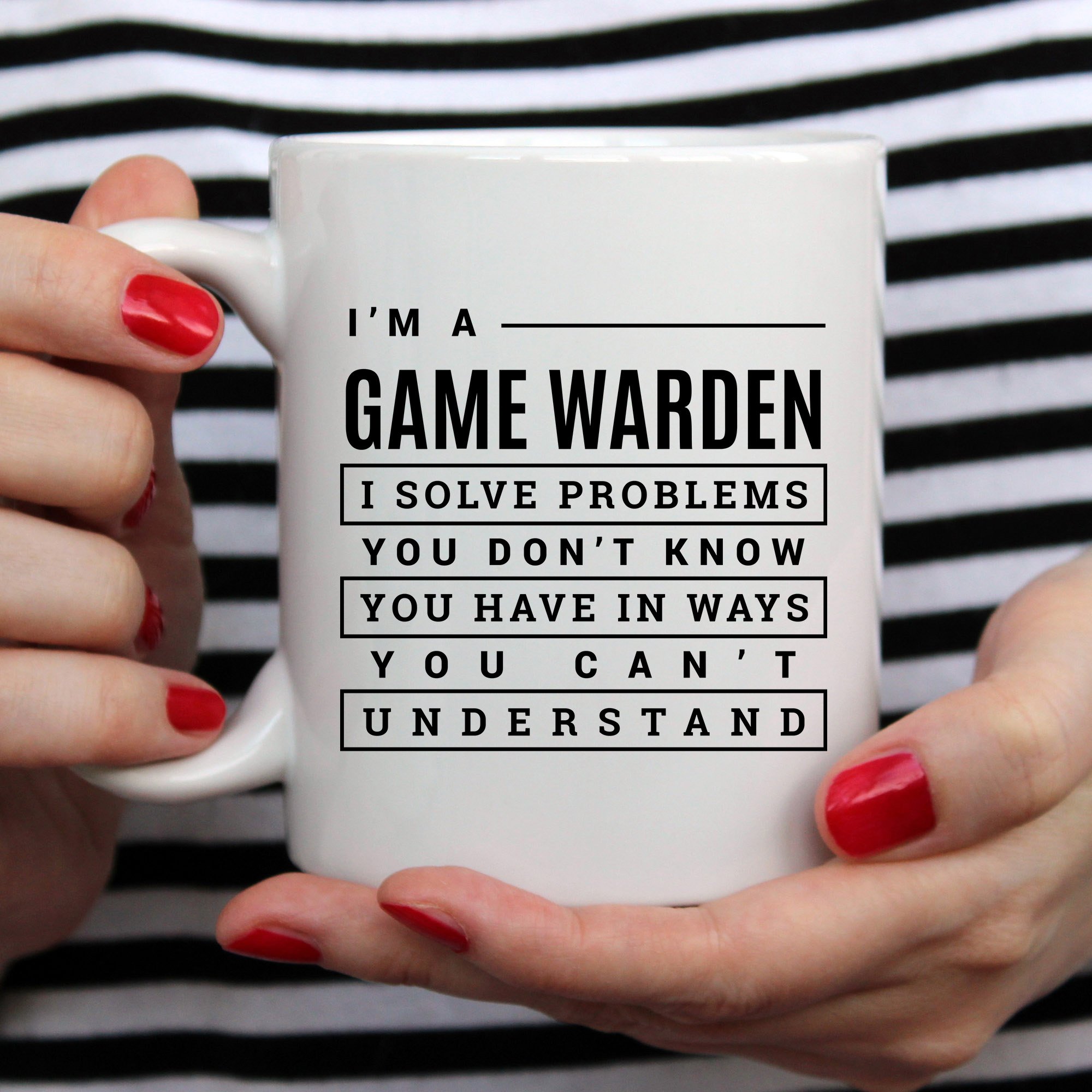 Funny Game Warden Coffee Mug - 11oz Ceramic Cup with Humorous Design - Perfect Gift for Wildlife Officers & Outdoor Enthusiasts - Ideal for Office, Camping & Hunting Trips