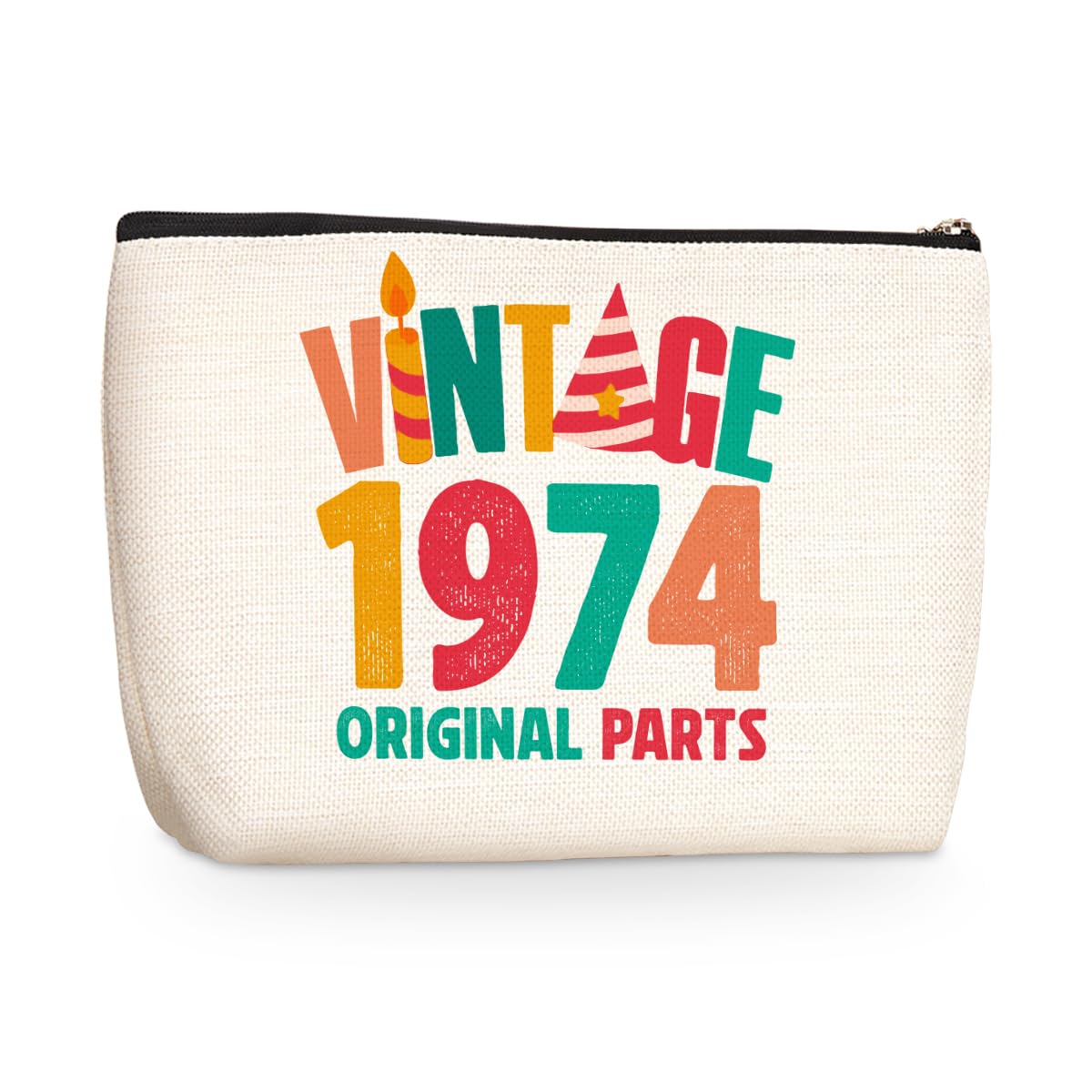 Vintage 1974 Makeup Bag - Retro Cosmetic Travel Pouch for Women | 50th Birthday Gift for Her, Mother, Grandma & Best Friend | Perfect for Travel, Wedding Anniversary & Special Occasions