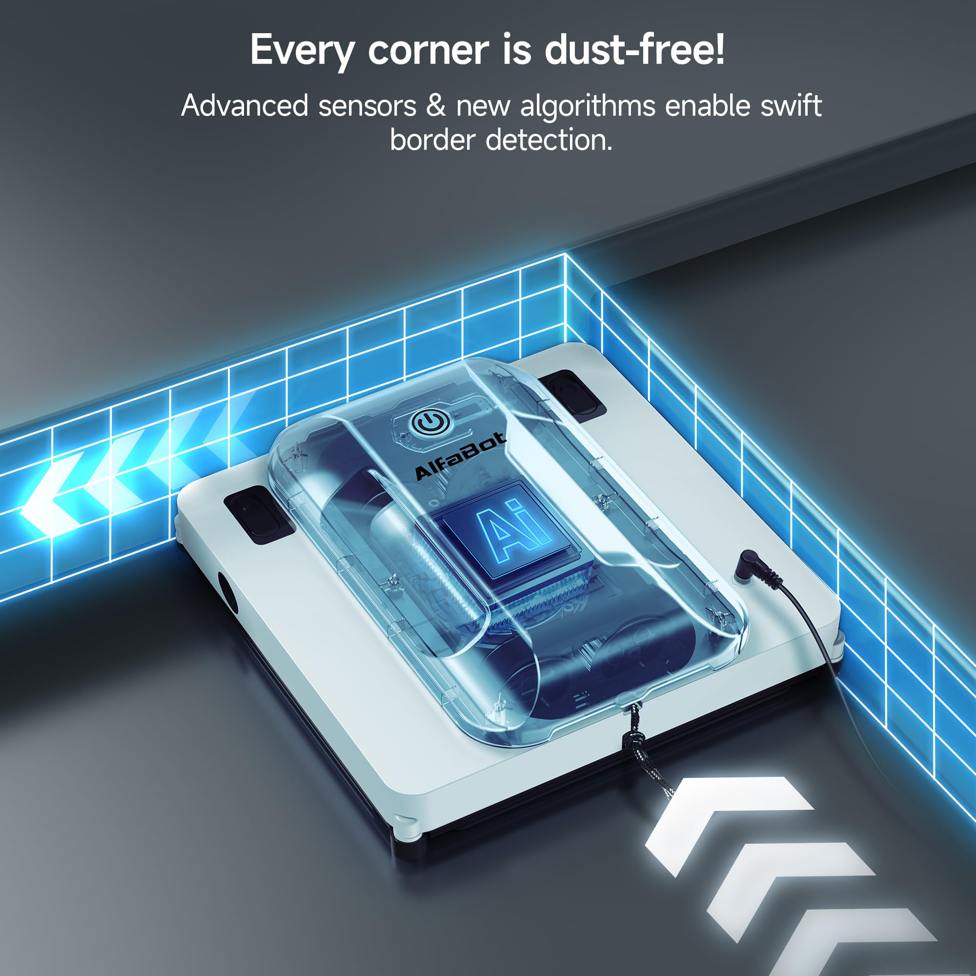 AlfaBot Smart Window Cleaning Robot - 4000PA High Suction, Dual Water Spray System, Anti-Fall & Edge Detection - Ideal for High-Rise Windows, Glass Tiles & Large Glass Surfaces - Perfect for Home, Office & Commercial Window Cleaning