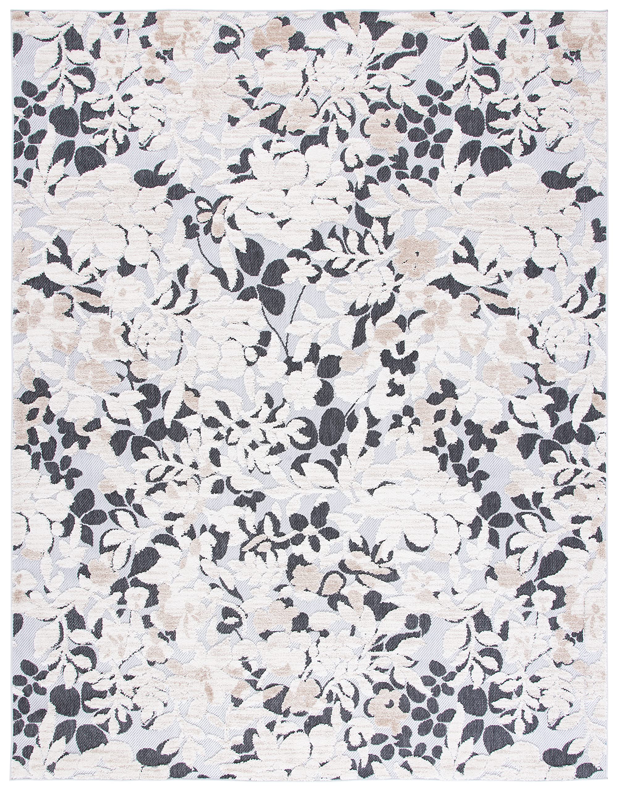 SAFAVIEH Cabana Collection 8' x 10' Ivory & Charcoal Area Rug - Non-Shedding, Easy Care, Stain Resistant for High Traffic Areas - Perfect for Living Room, Bedroom, Dining Room Decor (CBN672A) | Boho Chic Home Design & Cozy Interior Styling