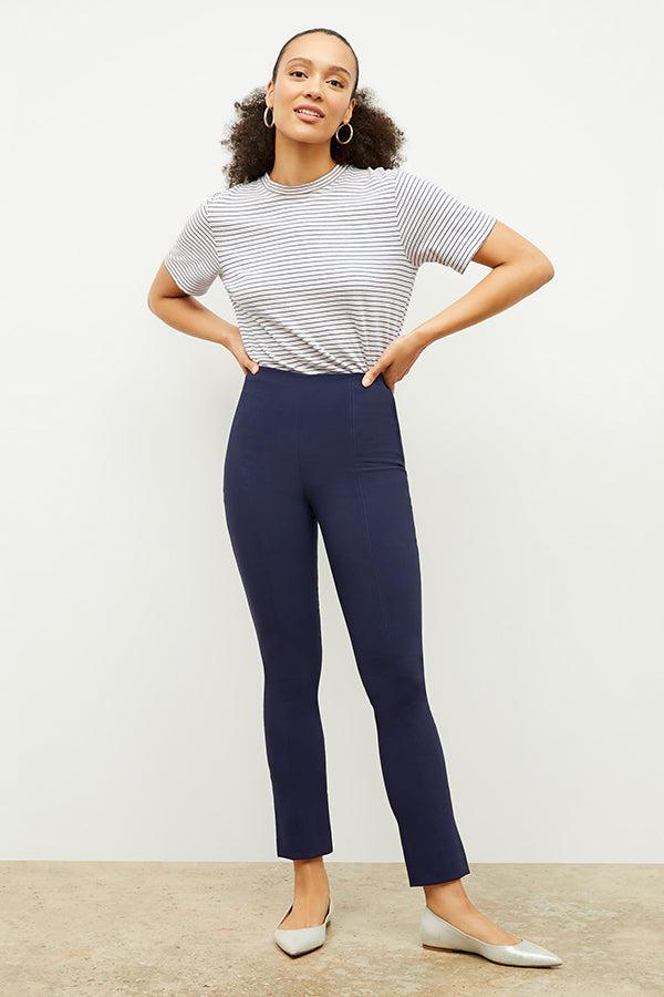 Foster Cigarette Pants for Women - High Waist PowerStretch Slim Fit Trousers in Dark Navy | Perfect for Yoga, Workouts & Casual Wear
