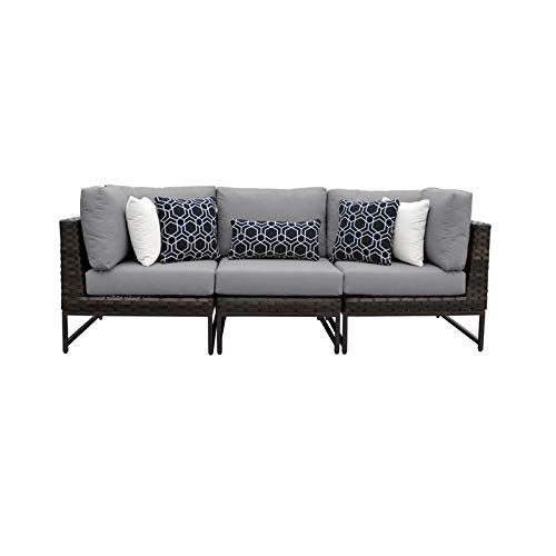 TK Classics Amalfi 3-Piece Wicker Patio Furniture Set in Brown & Gray - Outdoor Bistro Set for Garden, Balcony, and Poolside Relaxation