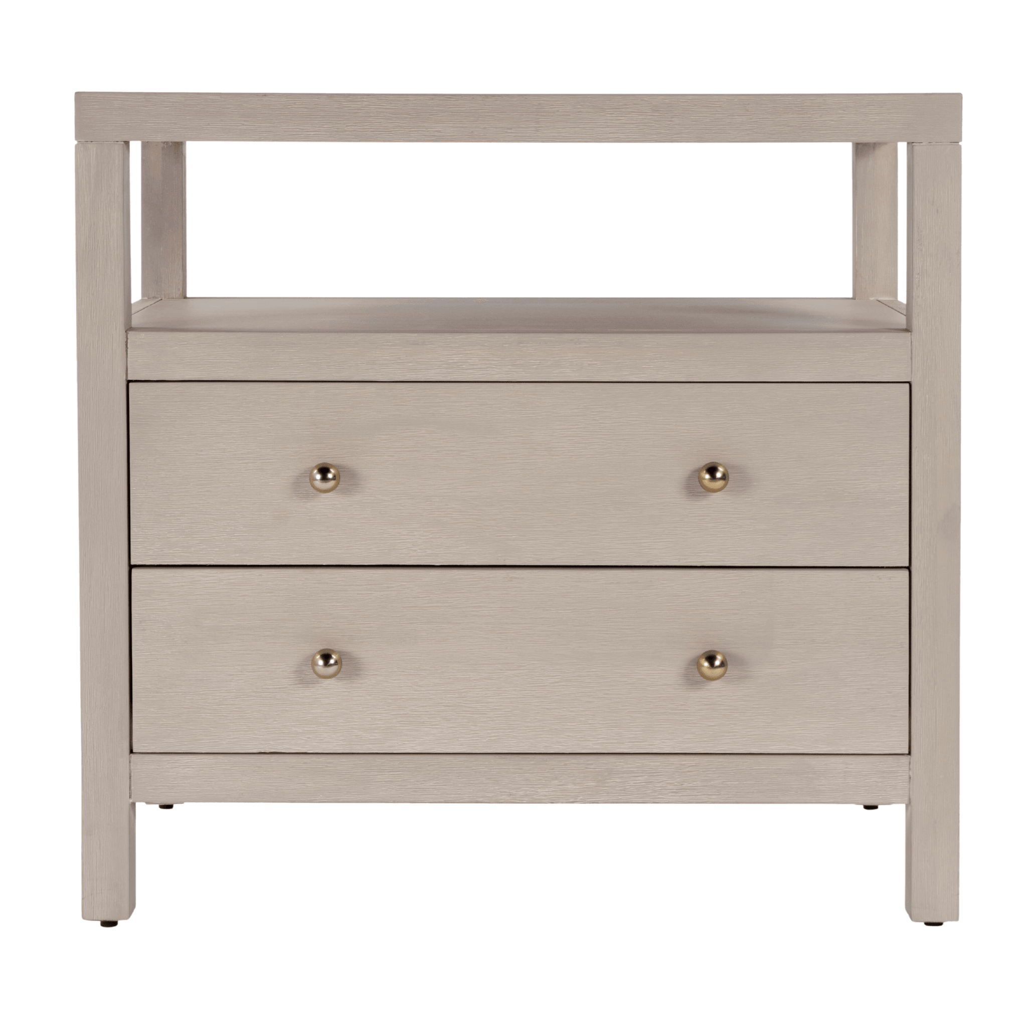 Antique Taupe Two-Drawer Wide Nightstand - Vintage Bedside Table with Storage for Bedroom, Living Room & Guest Room