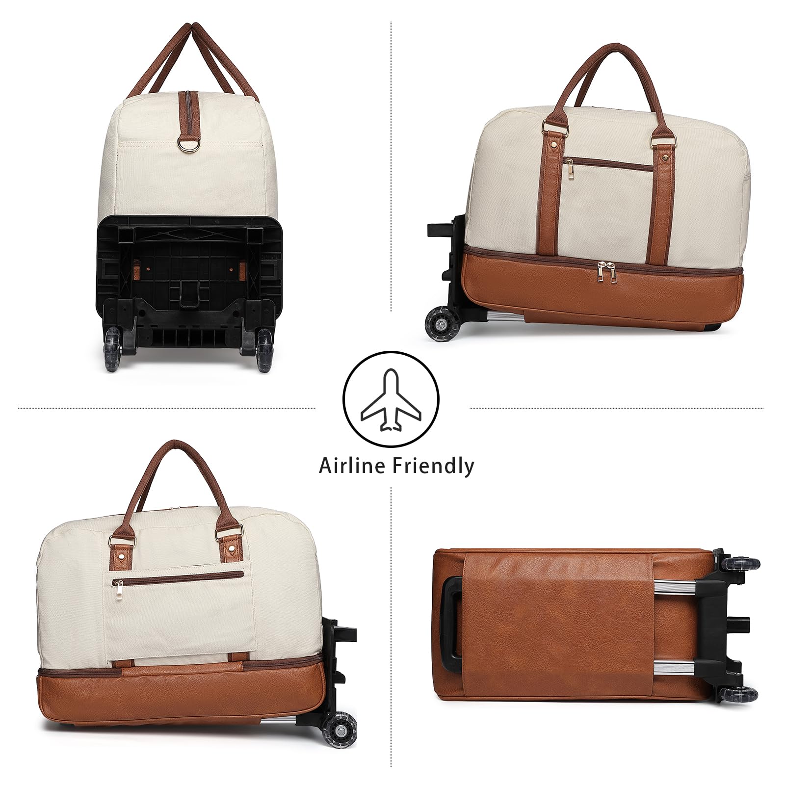 Seyfocnia Rolling Duffle Bag with Wheels - Travel Duffel Bag for Women & Men, Wheeled Carry On Luggage for Overnight & Weekend Trips - Perfect for Air Travel, Gym, Camping & Business Trips