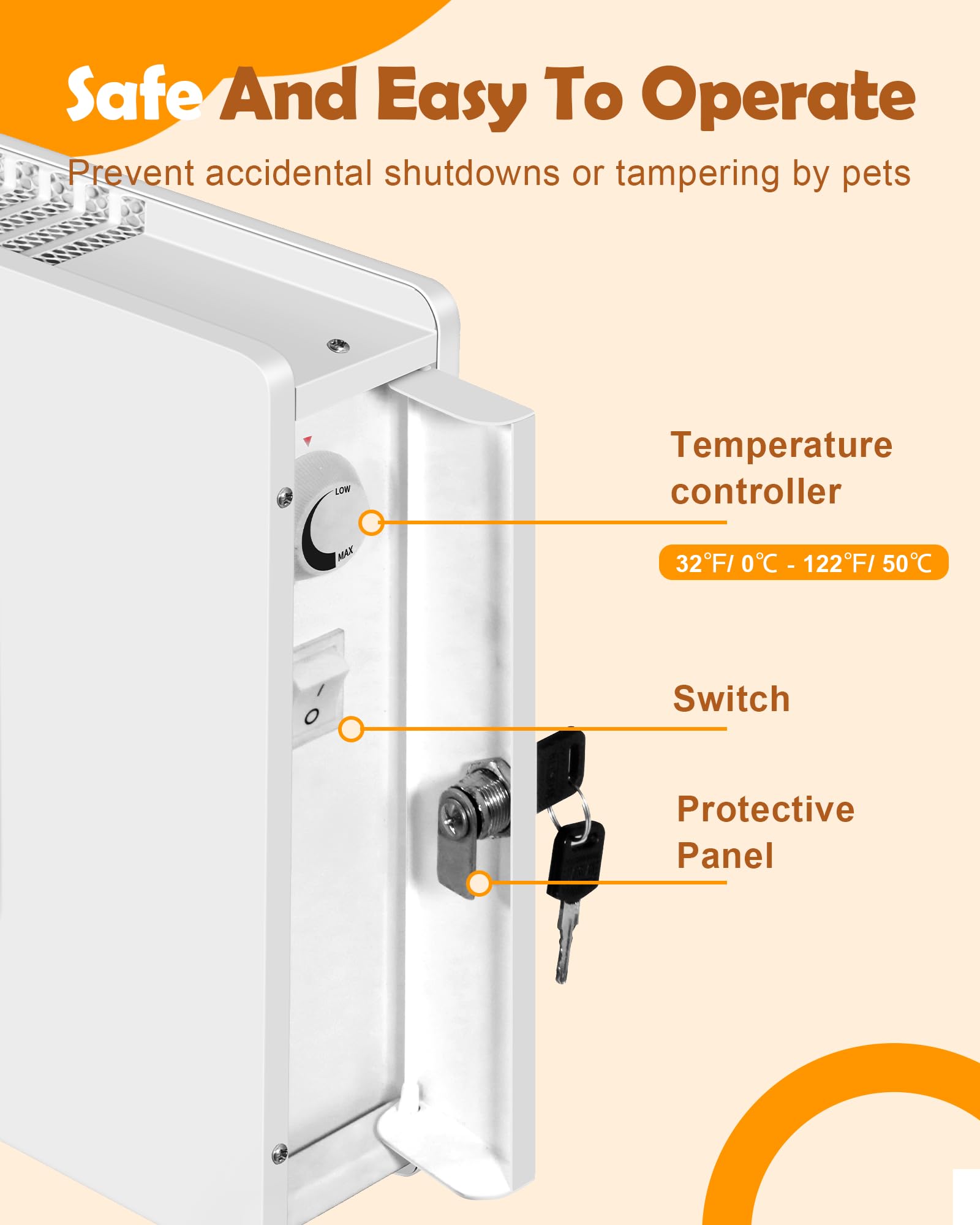 400W Dog House Heater with Thermostat - Adjustable Temperature Outdoor Pet Heater for Winter, 6.5FT Chew-Proof Cord & Overheat Protection - Perfect for Dog Houses, Chicken Coops & Outdoor Pet Shelters (White)