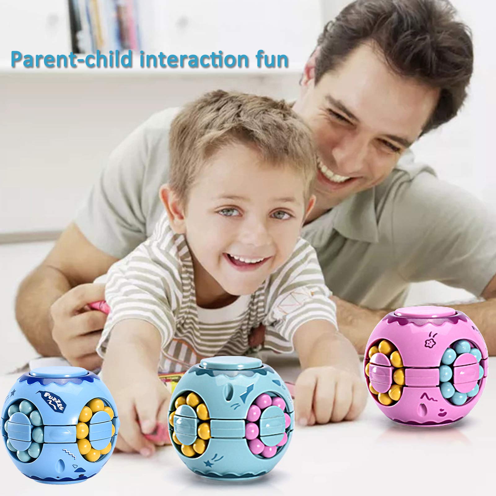 Rotating Magic Bean Cube Spinner Fidget Toy - Stress Relief & Anxiety Relief Puzzle for Adults & Kids - Educational Learning Toy for Focus & Relaxation - Perfect for Office, School & Home Use (Pink)