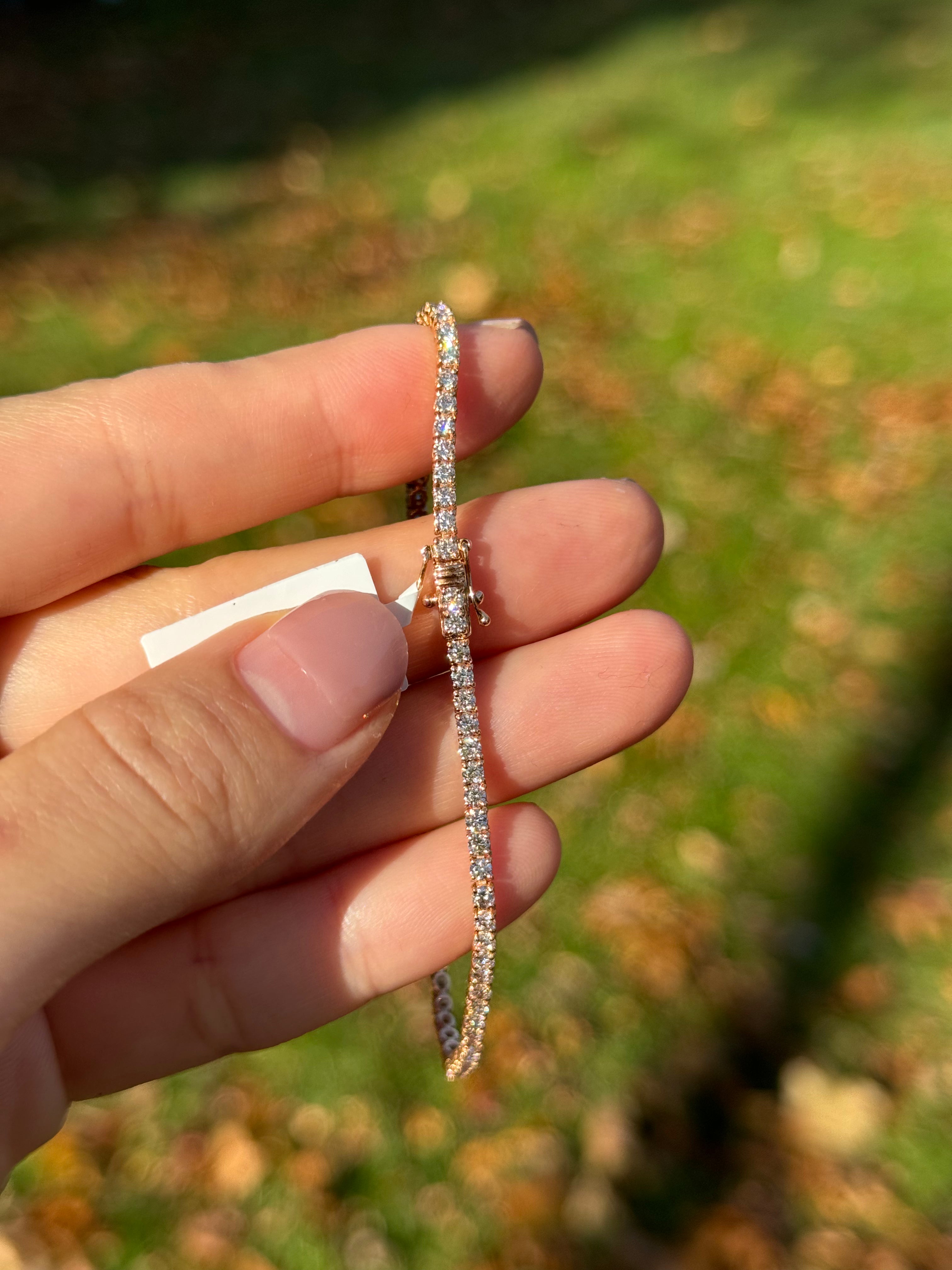 18K Rose Gold Lab-Created Diamond 2.64ct GH VS/SI Tennis Bracelet - 6.75 Inches Elegant Jewelry for Women, Perfect for Weddings, Anniversaries & Special Occasions
