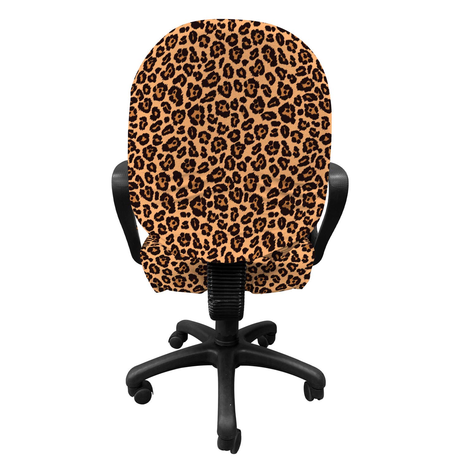 Ambesonne Peach Orange Leopard Print Office Chair Slipcover - Washable Stretch Fabric Cover with Exotic Animal Pattern - Standard Size for Home & Office Use - Perfect for Modern Workspace Decor