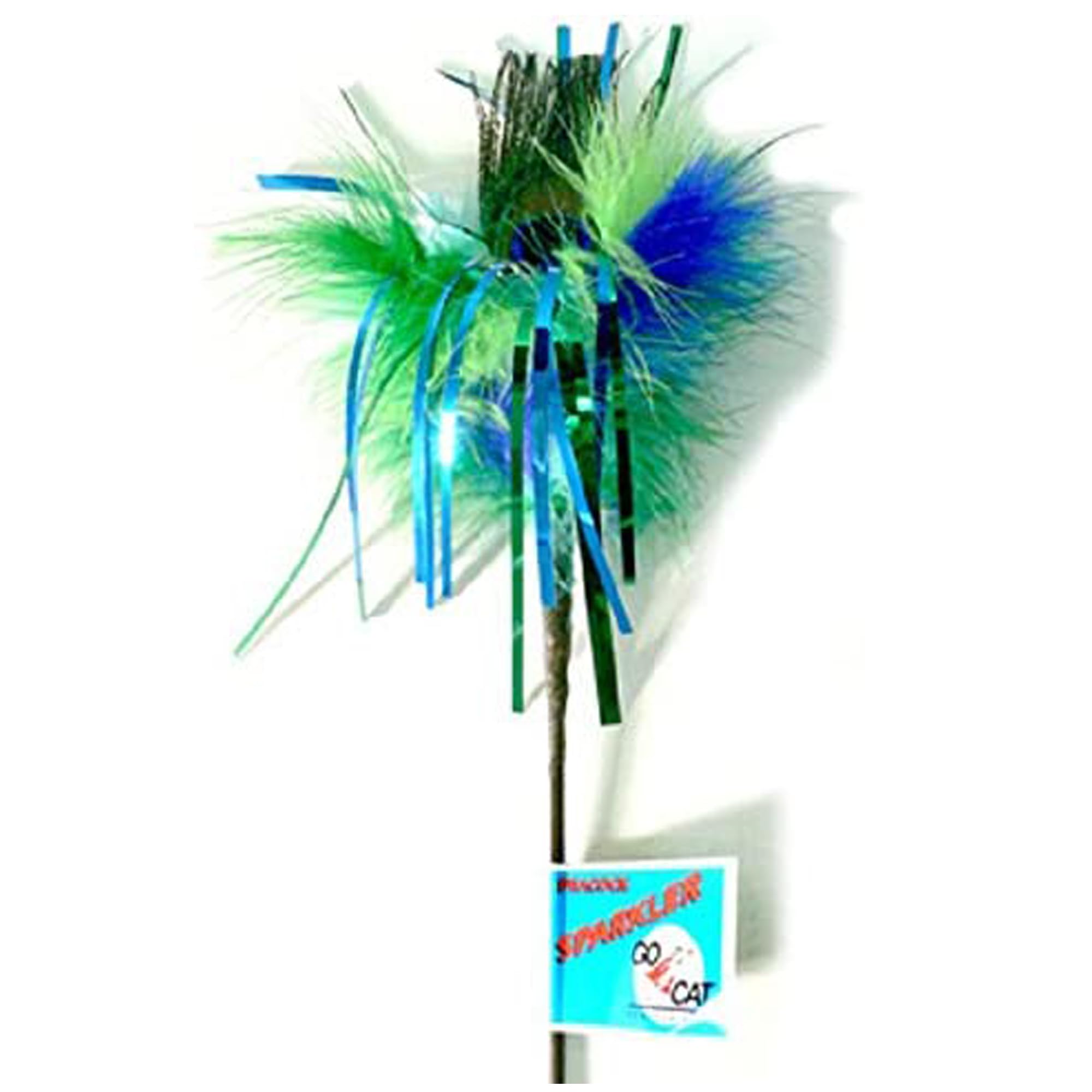 Colorful Peacock Feather Sparkler Cat Toy - 36 Inch Long Interactive Wand for Playful Kittens - Perfect for Indoor Exercise & Bonding with Your Feline Friend