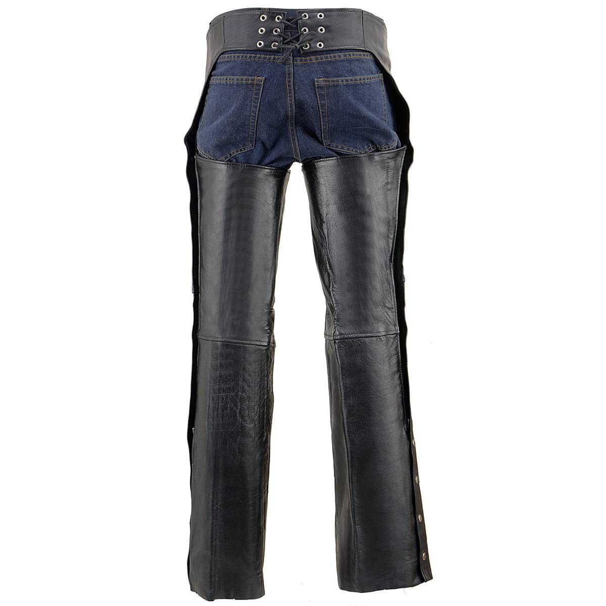 Milwaukee Leather Men's Black Premium Motorcycle Riding Chaps with Slash Pockets & Mesh Lining - LKM5710 | Durable Protection for Harley, Cruiser & Touring Bikes