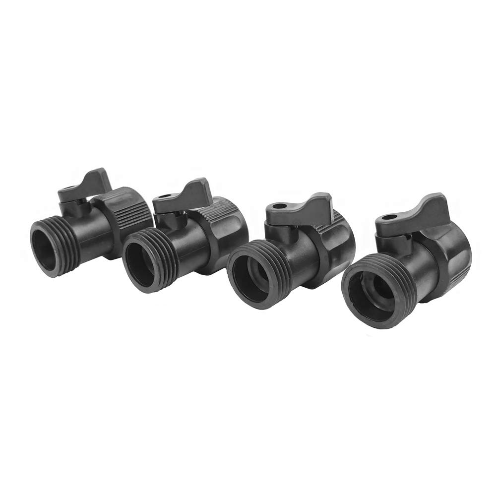 4 Pack Garden Hose Shut Off Valve - 3/4 Inch Thread Plastic Water Hose Connector with Ball Valve for Outdoor Faucet, Sprinkler System & Drip Irrigation