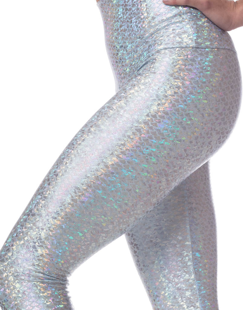 Crystal Mermaid Sneaker Leggings for Women - Sparkly High Waisted Yoga Pants with Rhinestones - Perfect for Workout, Dance, and Fashion Outfits