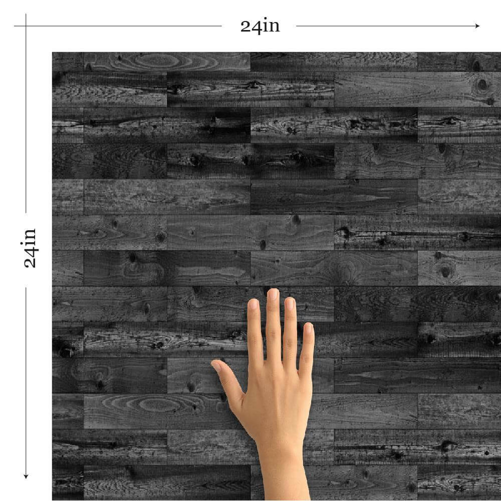 Black Wood Texture Peel and Stick Removable Wallpaper - Self-Adhesive Decorative Vinyl for Bedroom, Living Room, Office - Easy to Apply & Remove - 8479