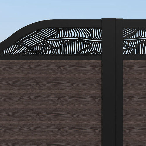 Classic Feather Curved Top Driveway Gate - Mid Brown Top Screen - Elegant Privacy Fence for Residential Homes & Gardens