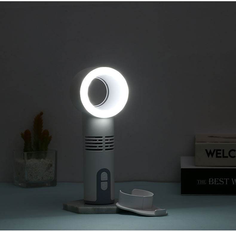 Portable Bladeless USB Fan with LED Light - Quiet Cooling Fan for Office, Home & Travel - USB Powered Desktop Fan for Computer, Bedroom & Outdoor Use